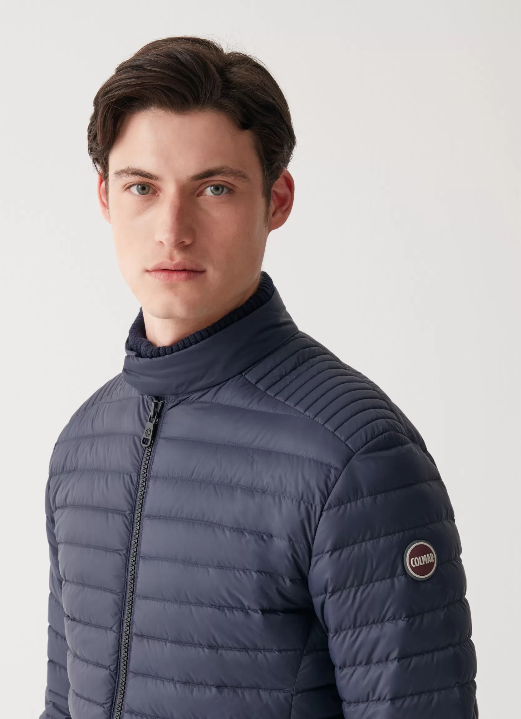 Colmar Autumn biker down jacket with drawstring at the bottom | man Lightweight Down Jackets