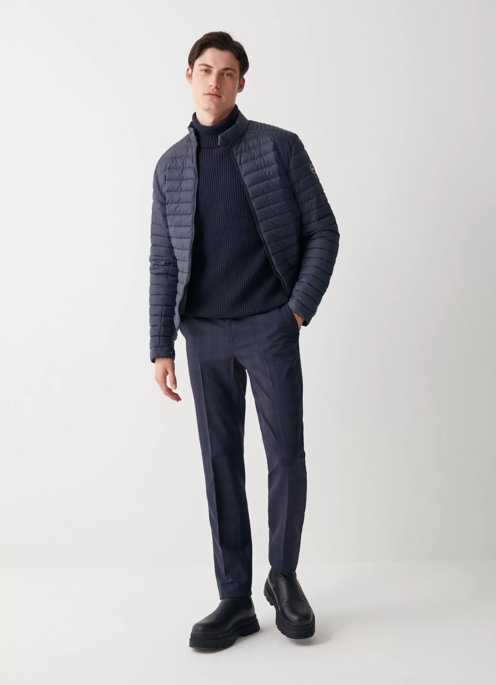 Colmar Autumn biker down jacket with drawstring at the bottom | man Lightweight Down Jackets