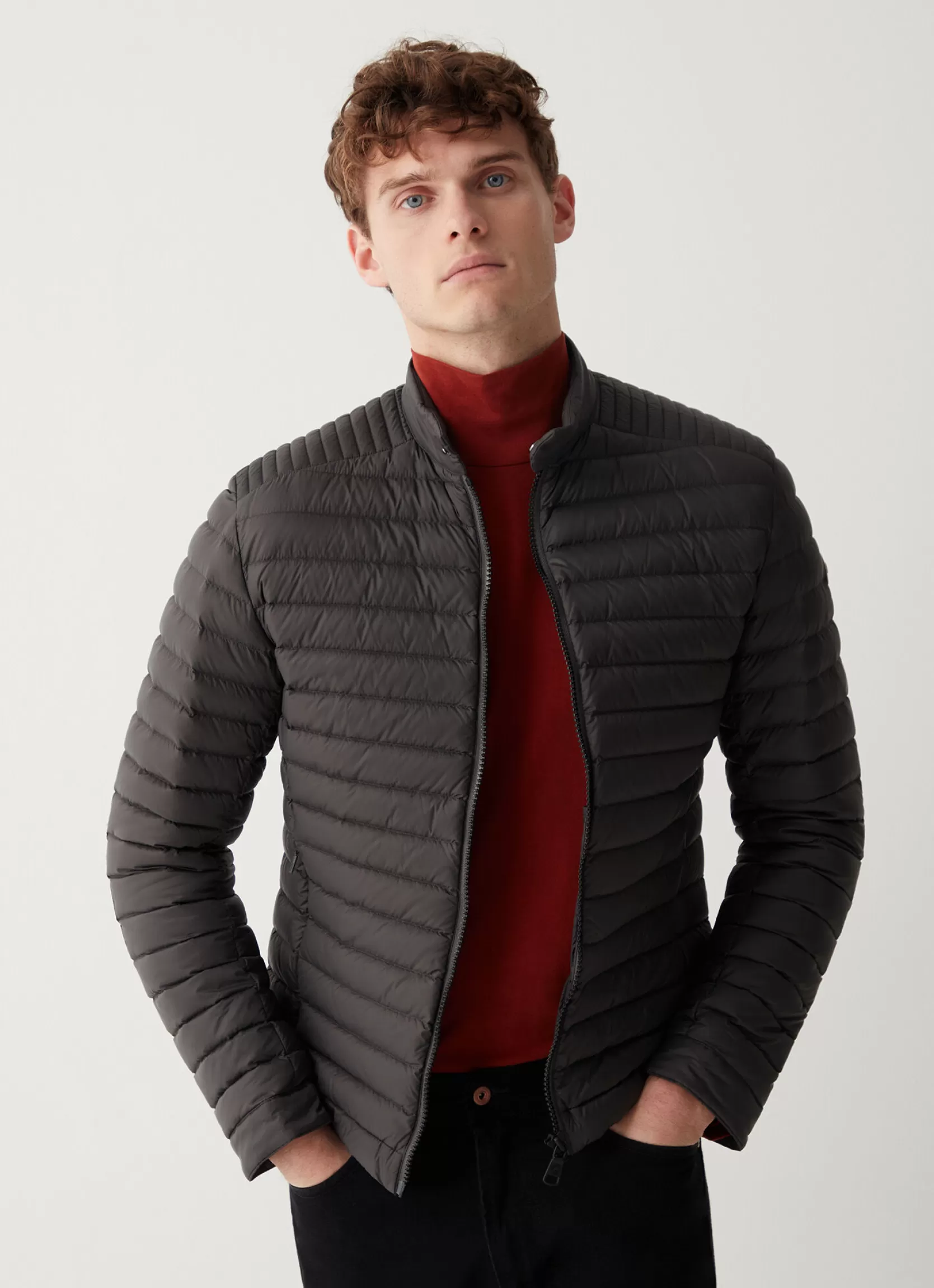 Colmar Autumn biker down jacket with drawstring at the bottom | man Lightweight Down Jackets