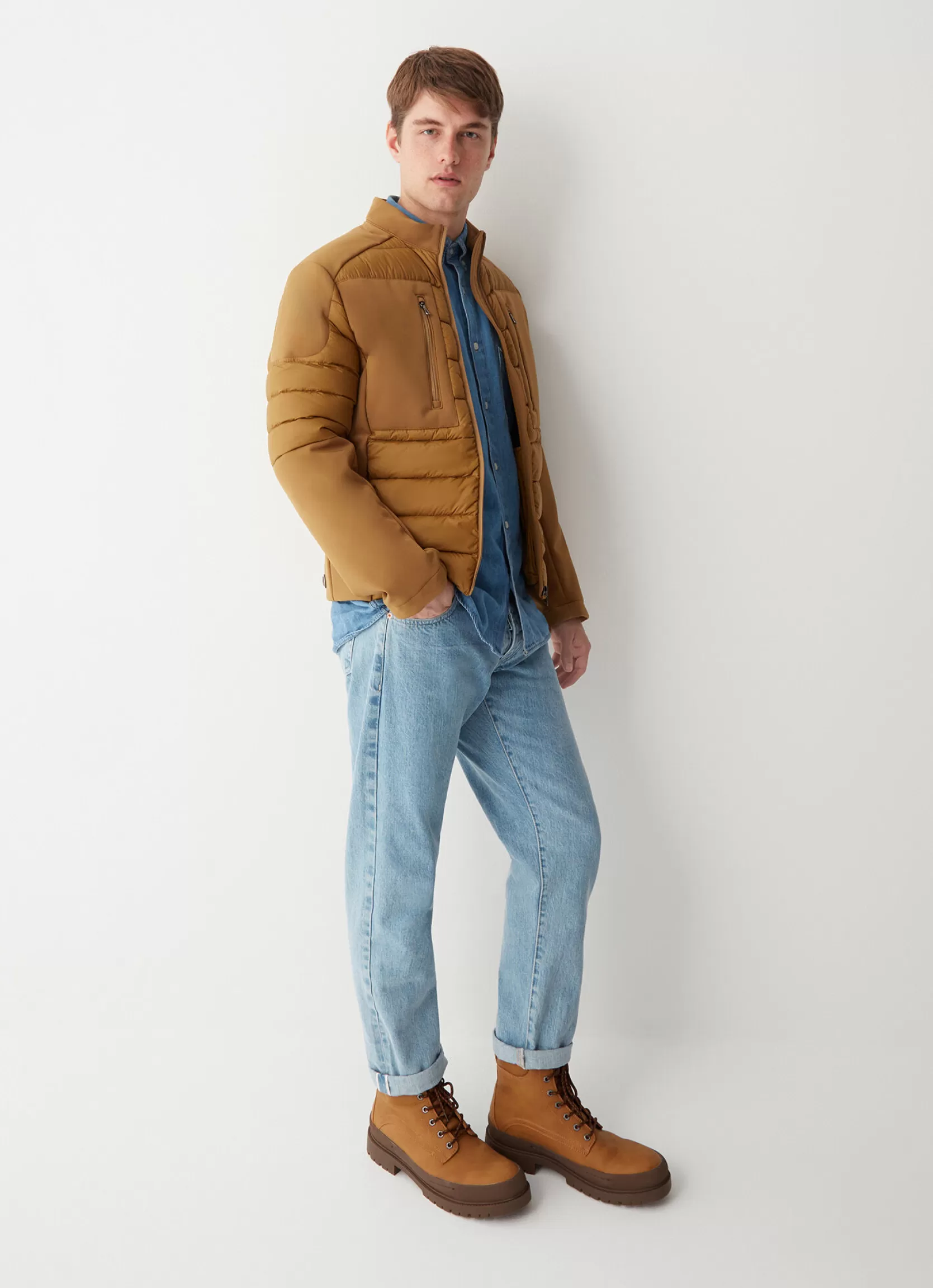 Colmar Biker down jacket in double fabric | man Winter Down Jackets