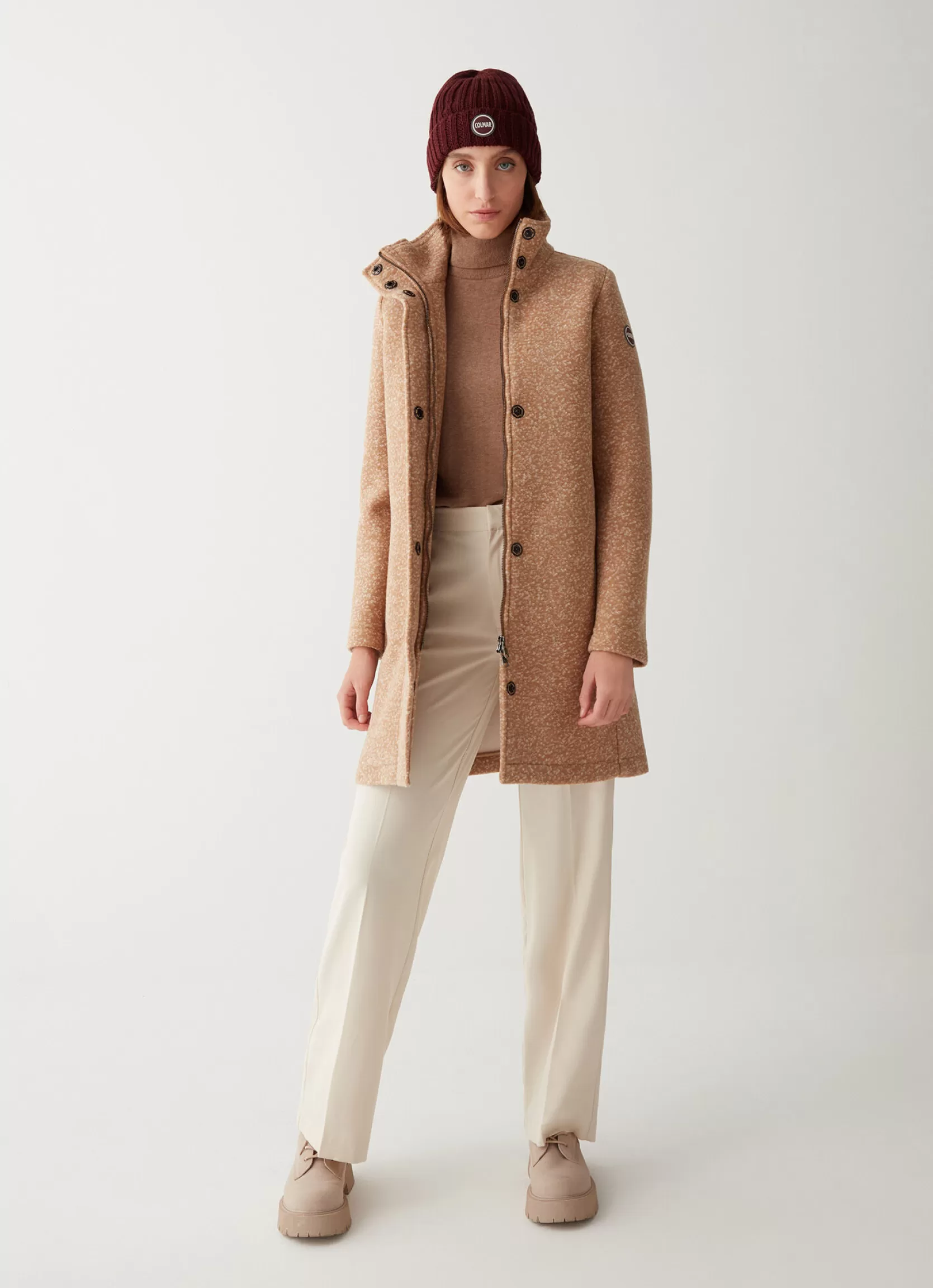 Colmar Coat with high collar in woolen cloth | woman Outlet