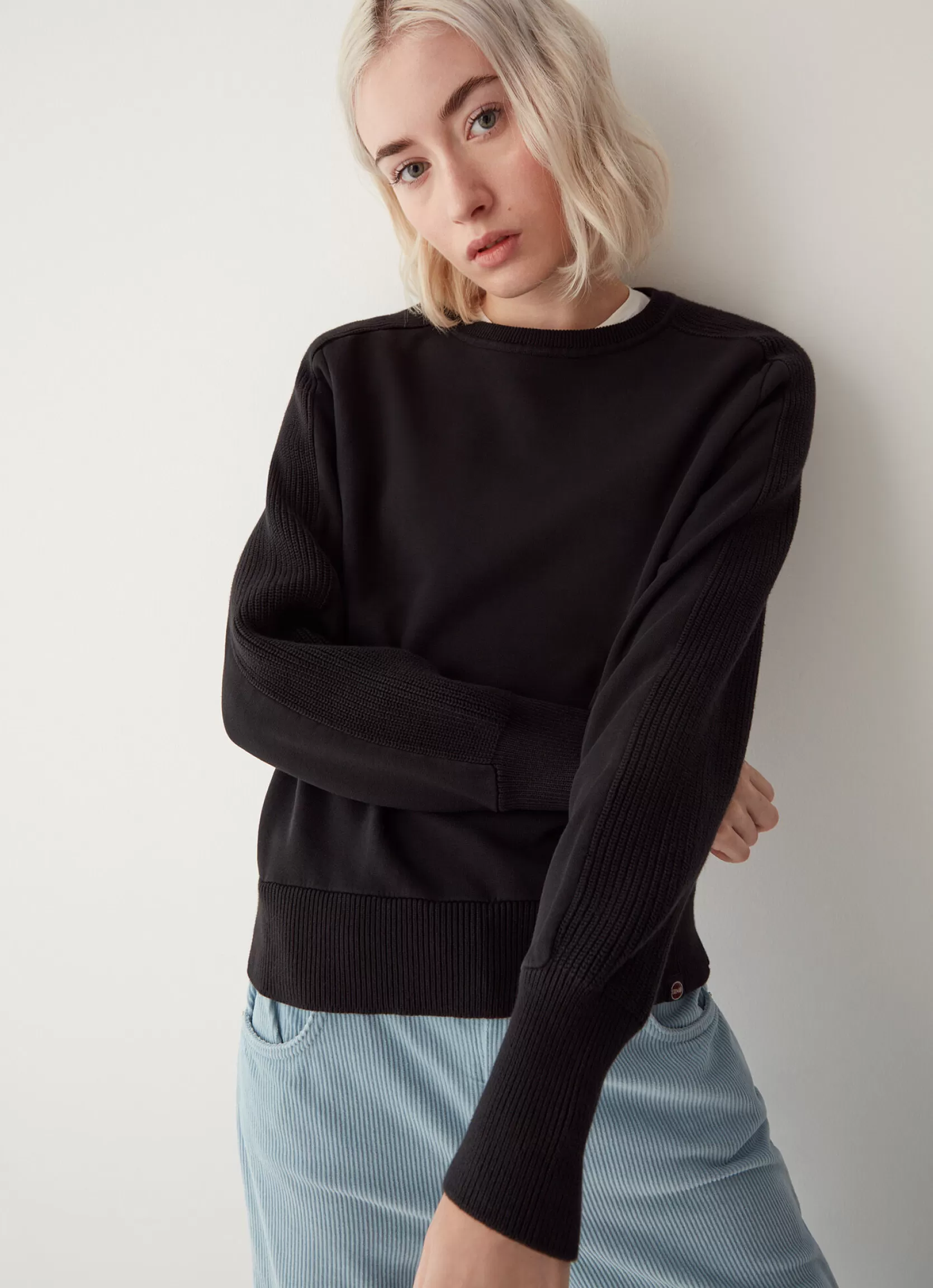 Colmar Cotton fleece jumper with textured sleeves | woman Outlet