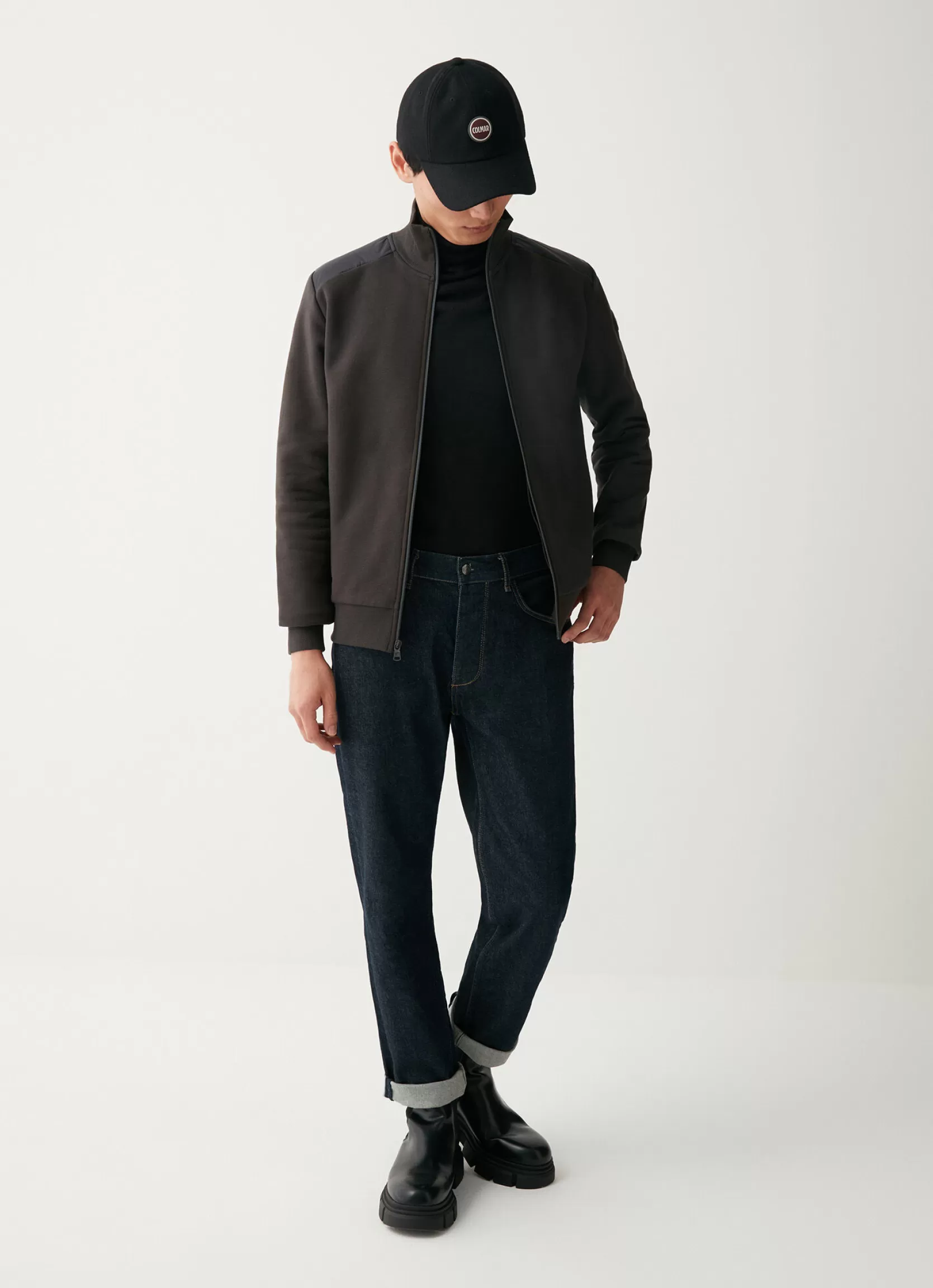 Colmar Cotton full-zip sweatshirt with nylon inserts | man Sweatshirts