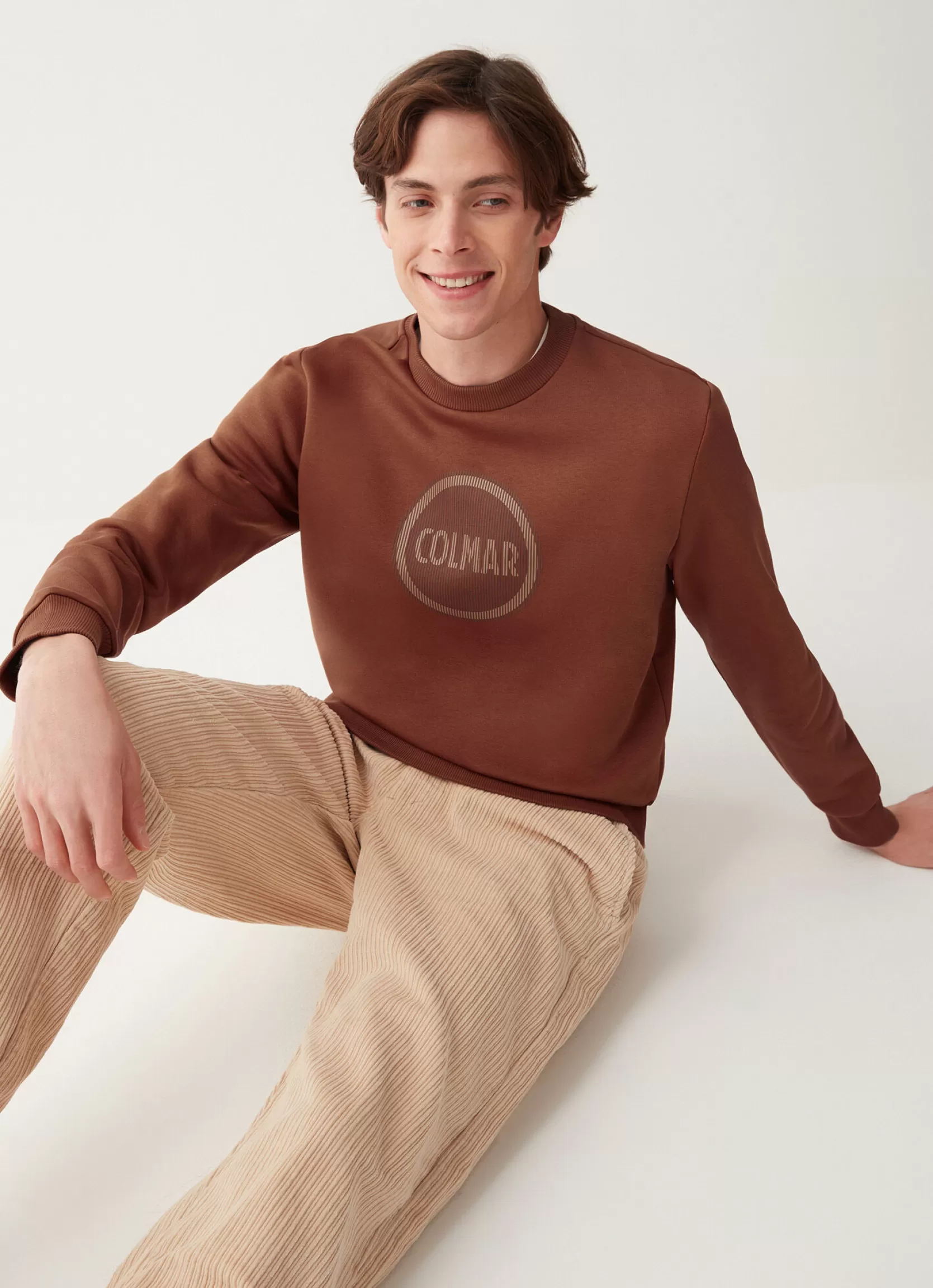 Colmar Crew-neck sweatshirt with printed maxi logo | man Sweatshirts
