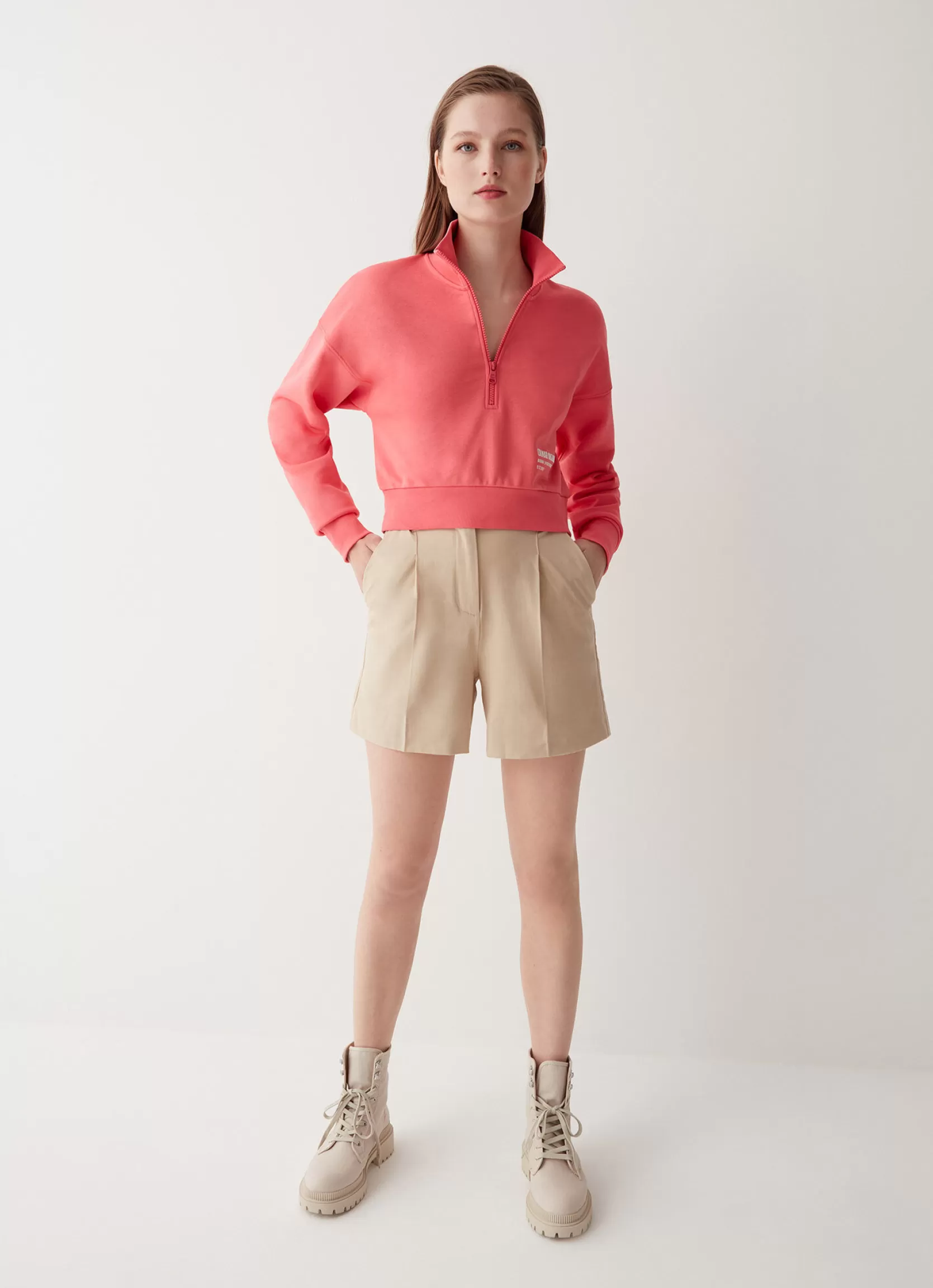 Colmar Cropped sweatshirt with ribbed details | woman Outlet