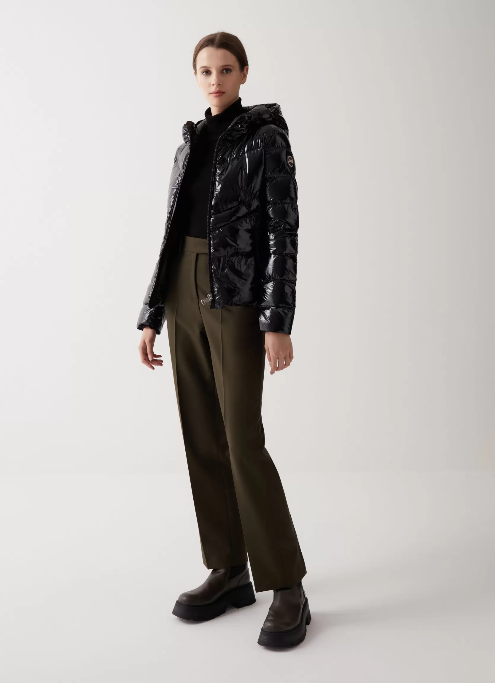 Colmar Down jacket with fixed hood in shiny fabric | woman Winter Down Jackets