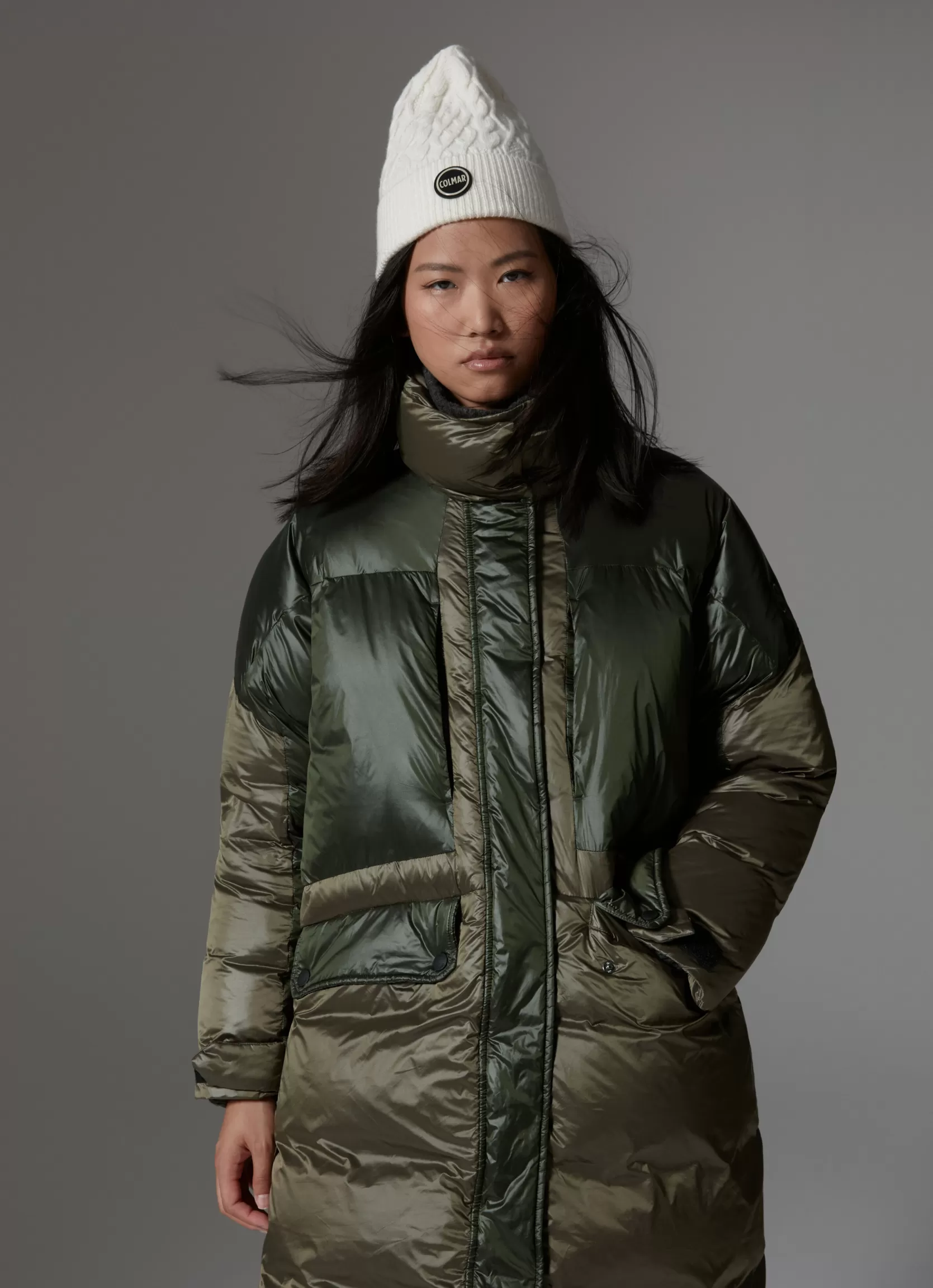 Colmar Down-padded iridescent fabric maxi-jacket | woman Winter Down Jackets | Colmar Revolution