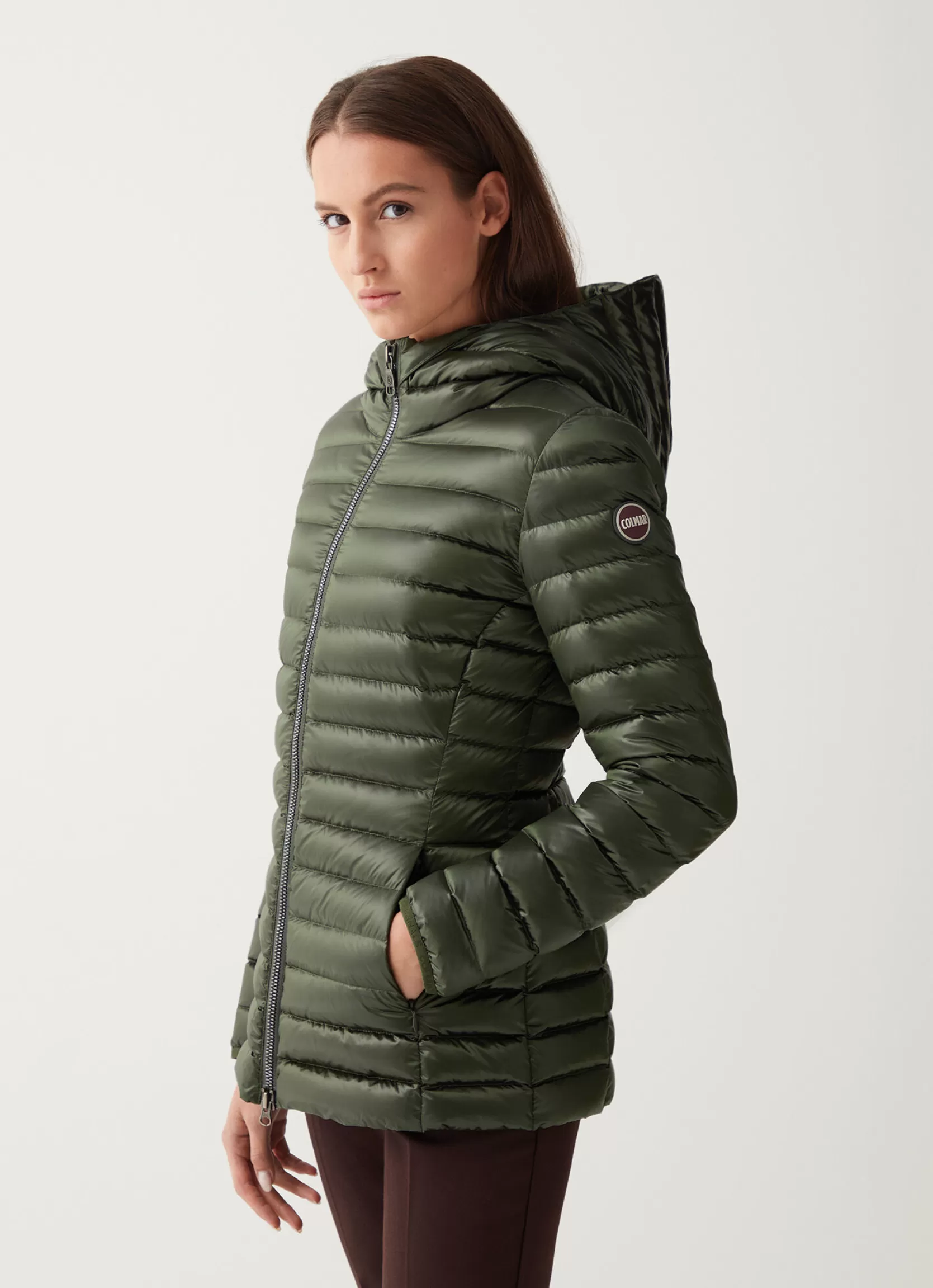 Colmar Fitted iridescent down jacket with hood | woman Winter Down Jackets