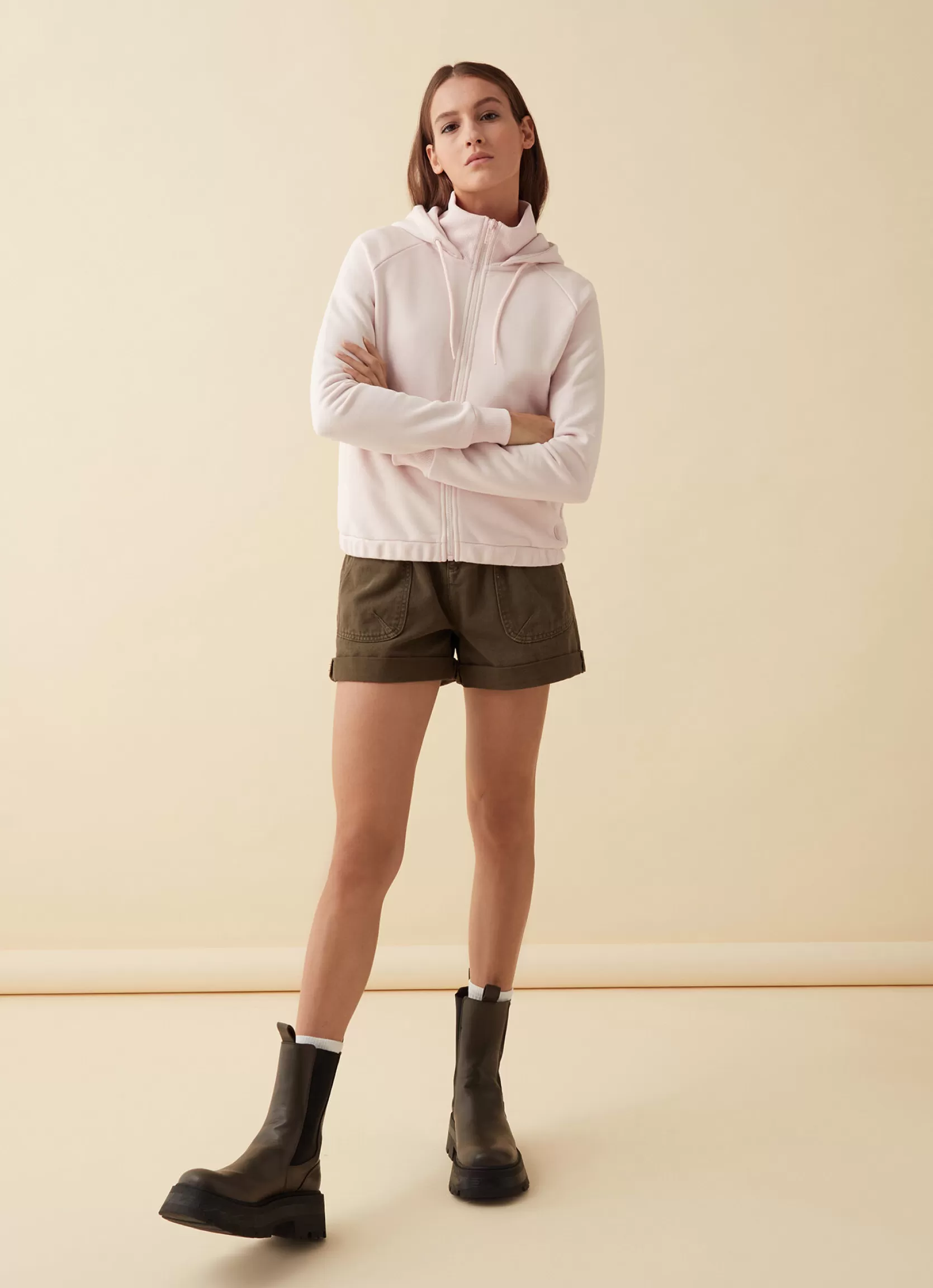 Colmar Full zip sweatshirt with cotton hood | woman Recycled Essential | Sweatshirts