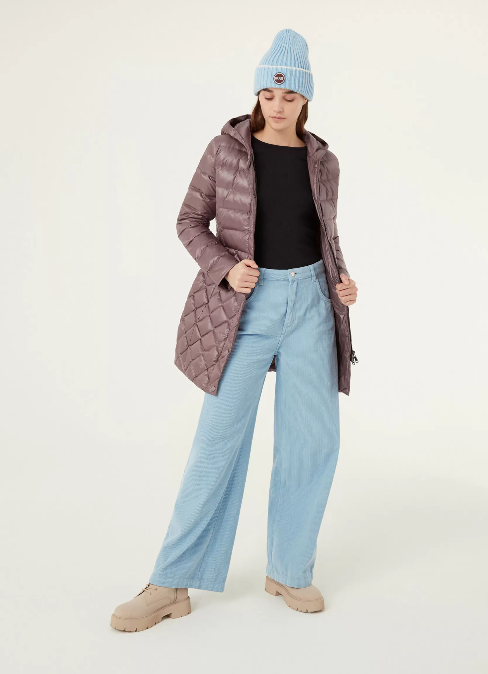 Colmar Iridescent diamond-patterned coat with buttons | woman Outlet