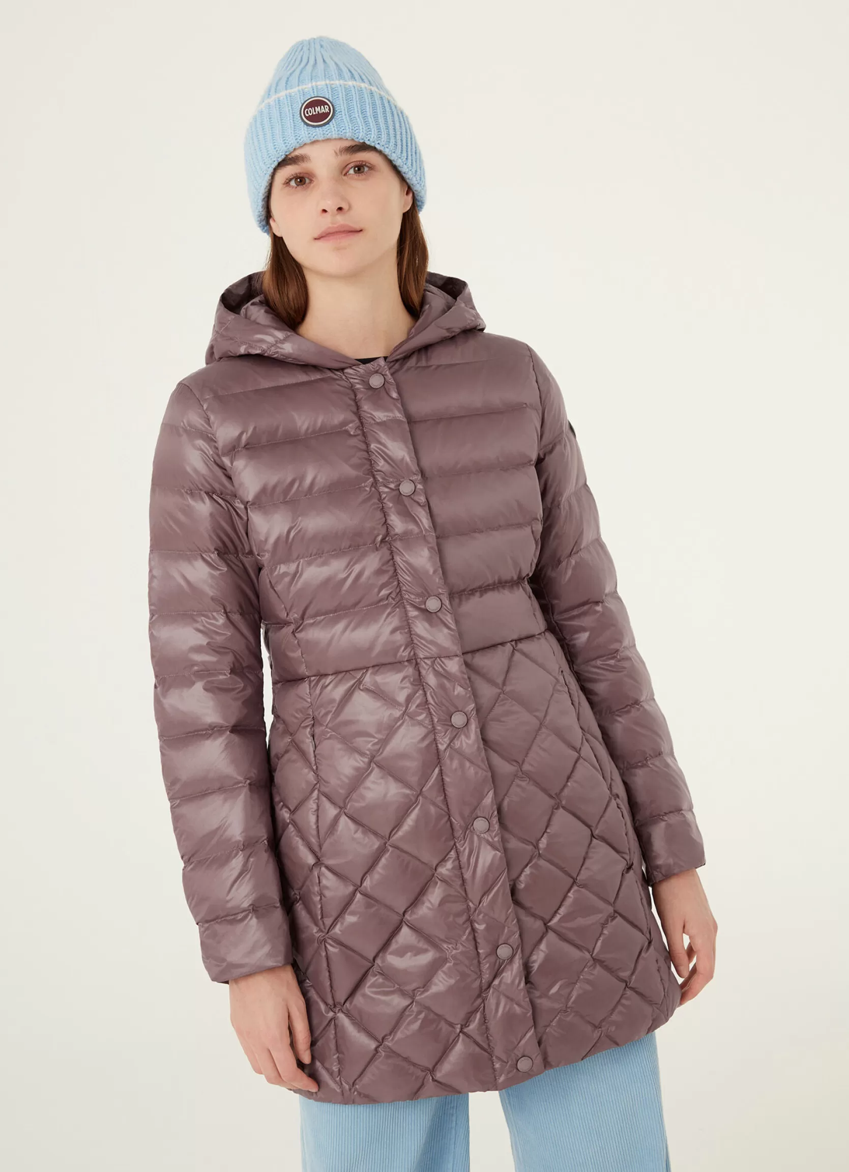Colmar Iridescent diamond-patterned coat with buttons | woman Outlet
