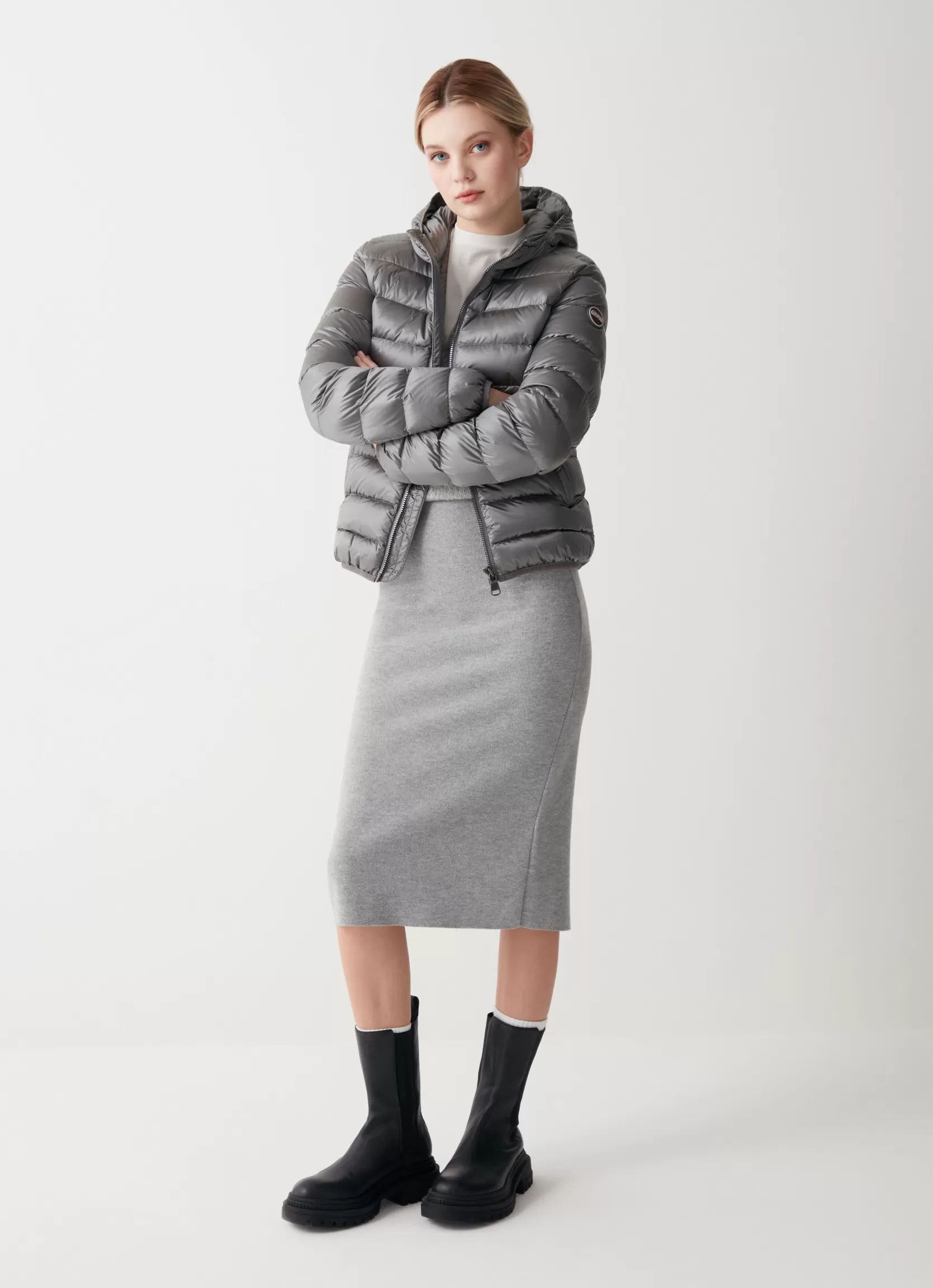Colmar Iridescent down jacket with fixed hood | woman Winter Down Jackets