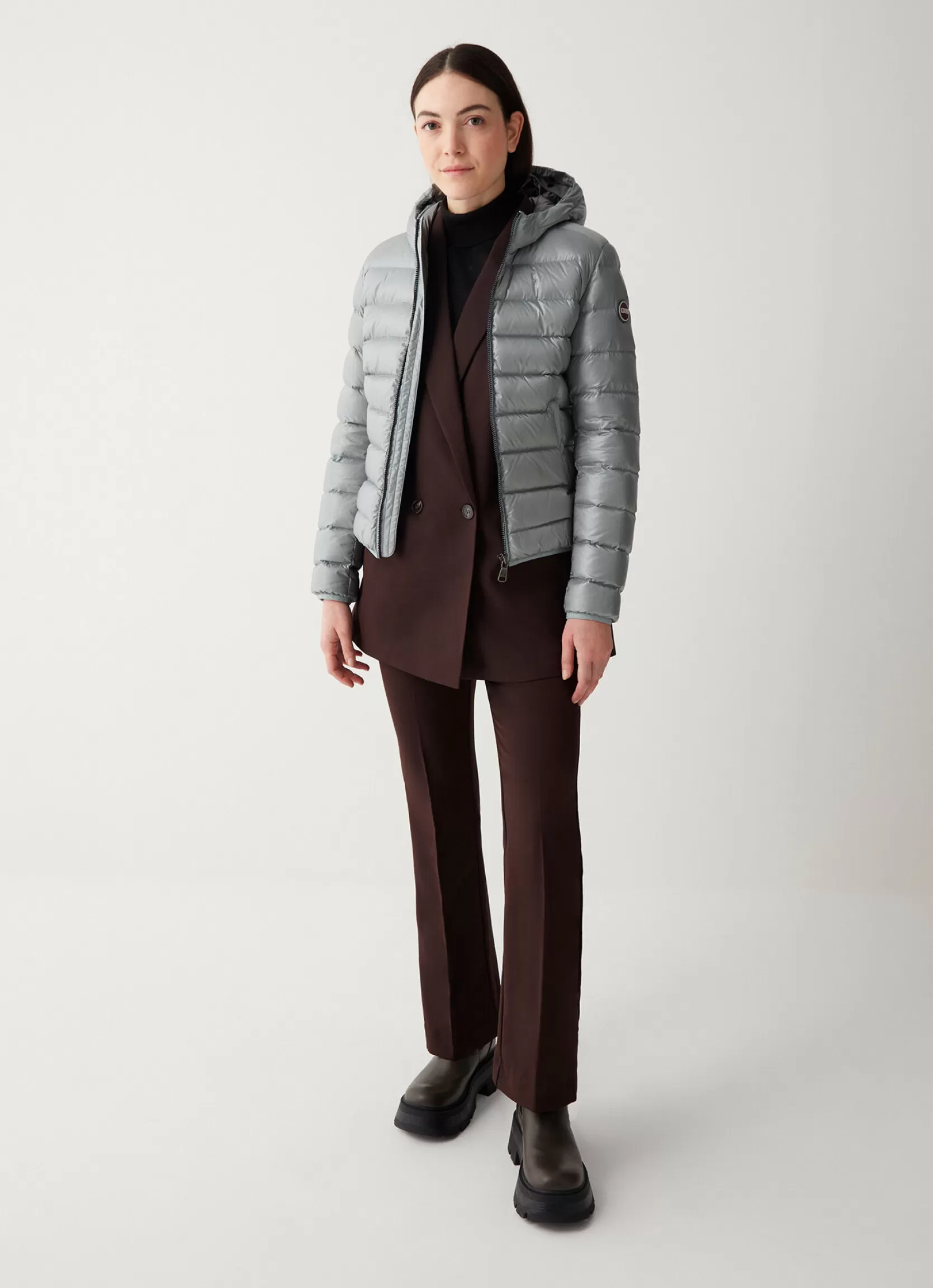 Colmar Iridescent down jacket with fixed hood | woman Winter Down Jackets
