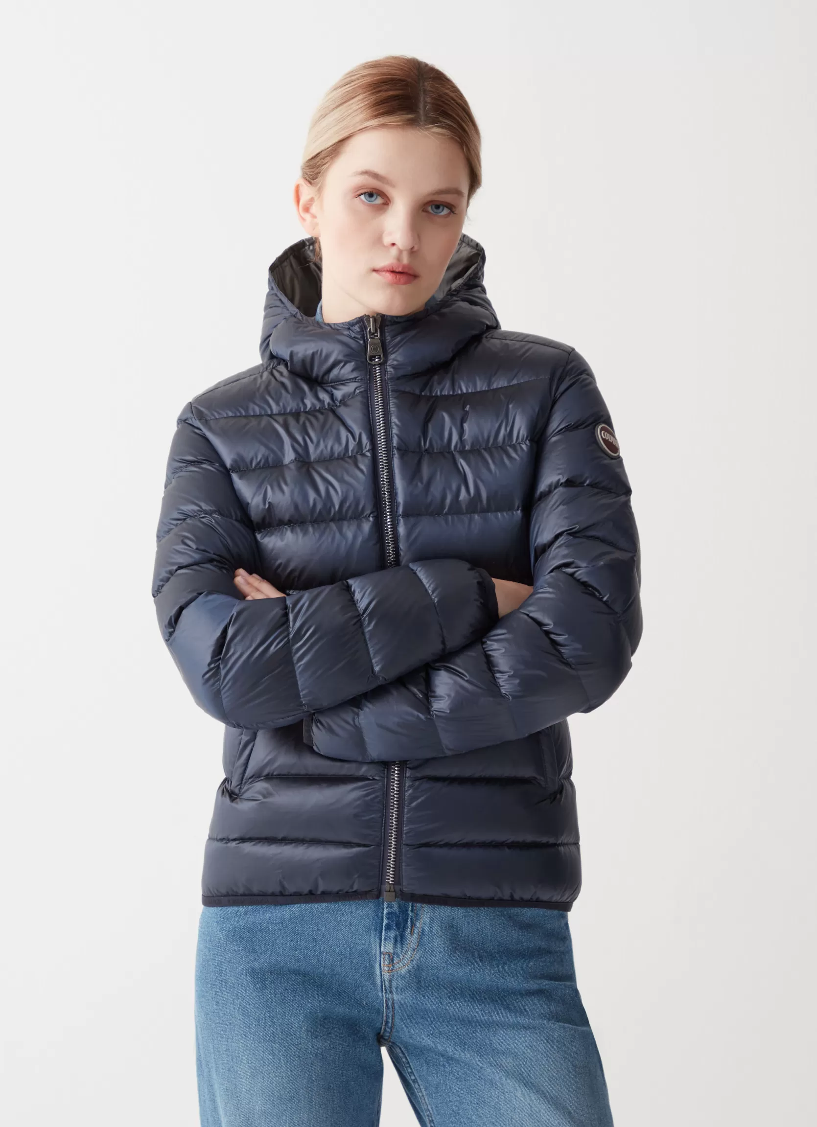 Colmar Iridescent down jacket with fixed hood | woman Winter Down Jackets