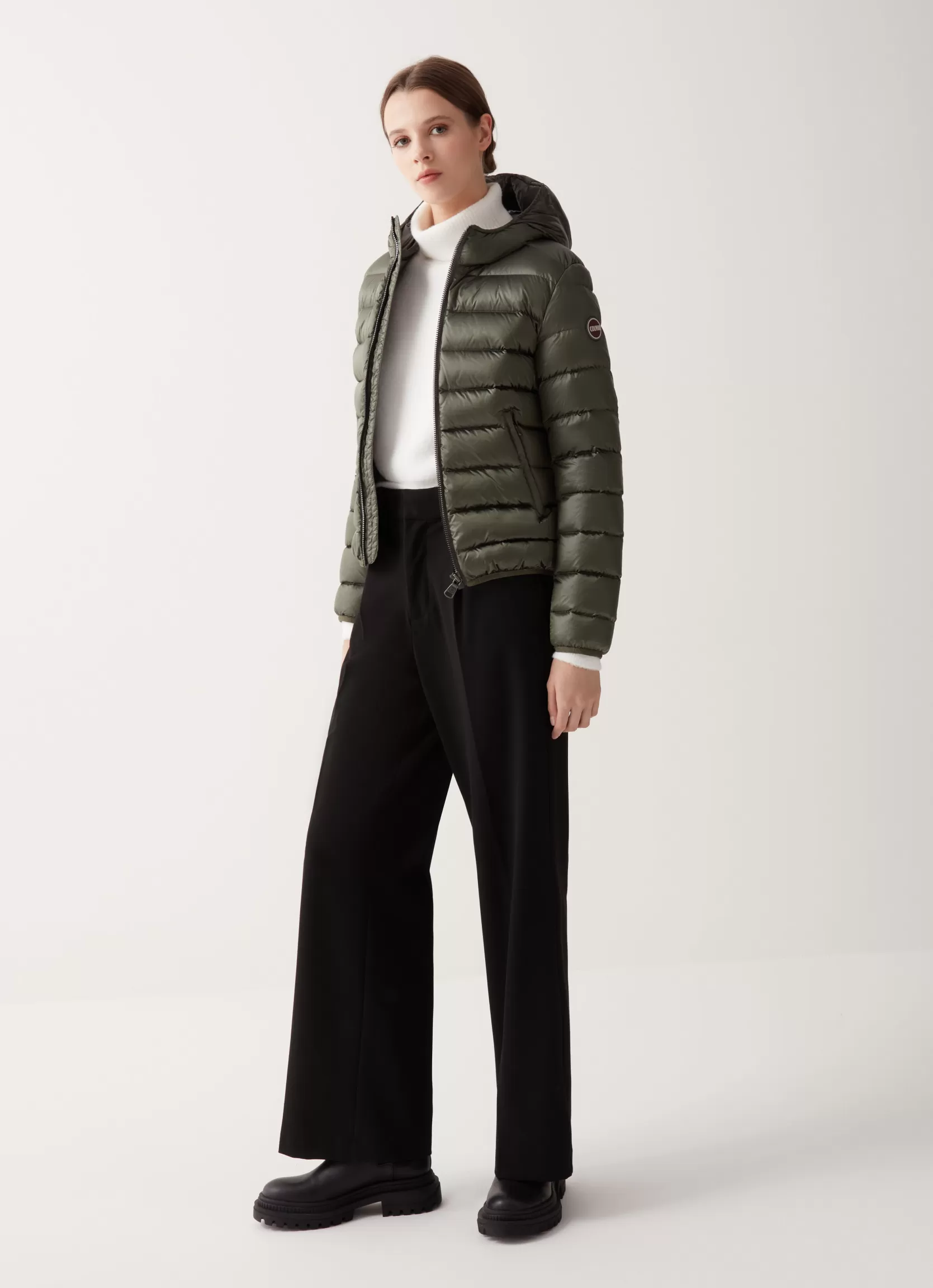 Colmar Iridescent down jacket with fixed hood | woman Winter Down Jackets