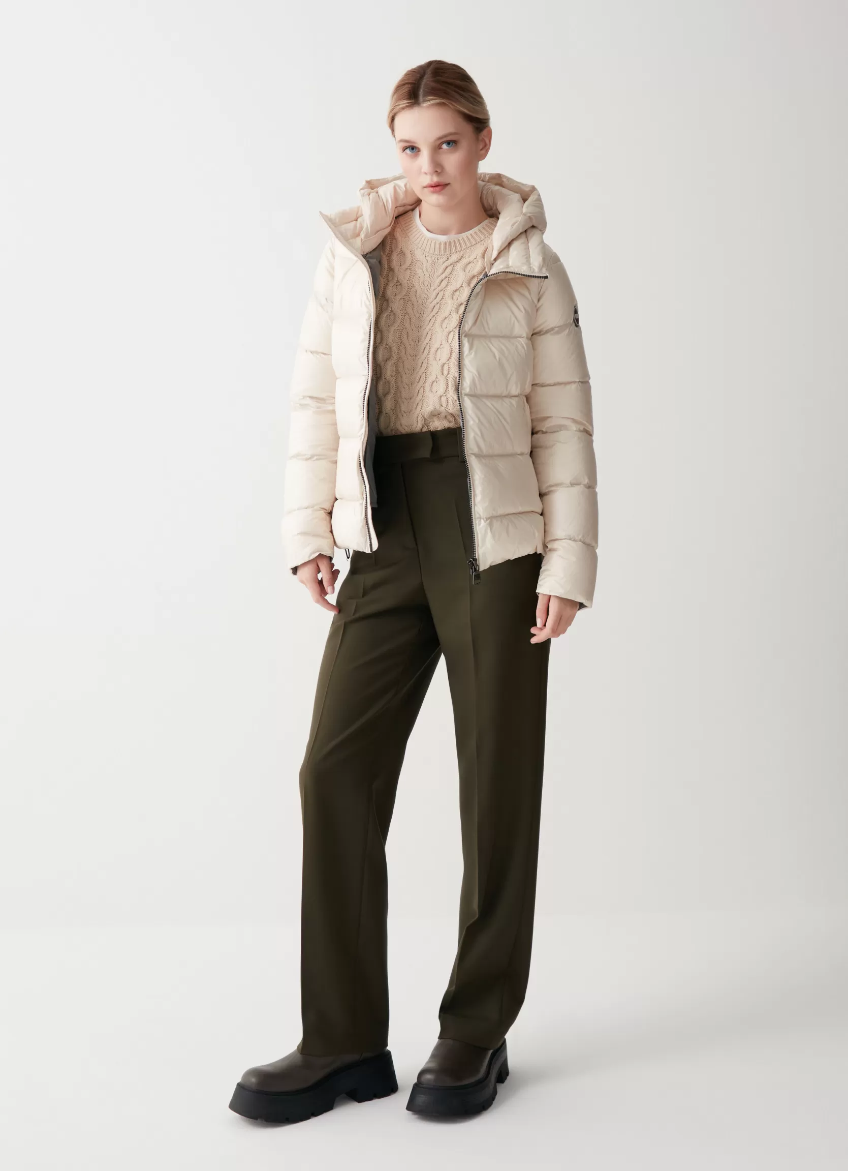 Colmar Iridescent down jacket with hood and maxi collar | woman Winter Down Jackets