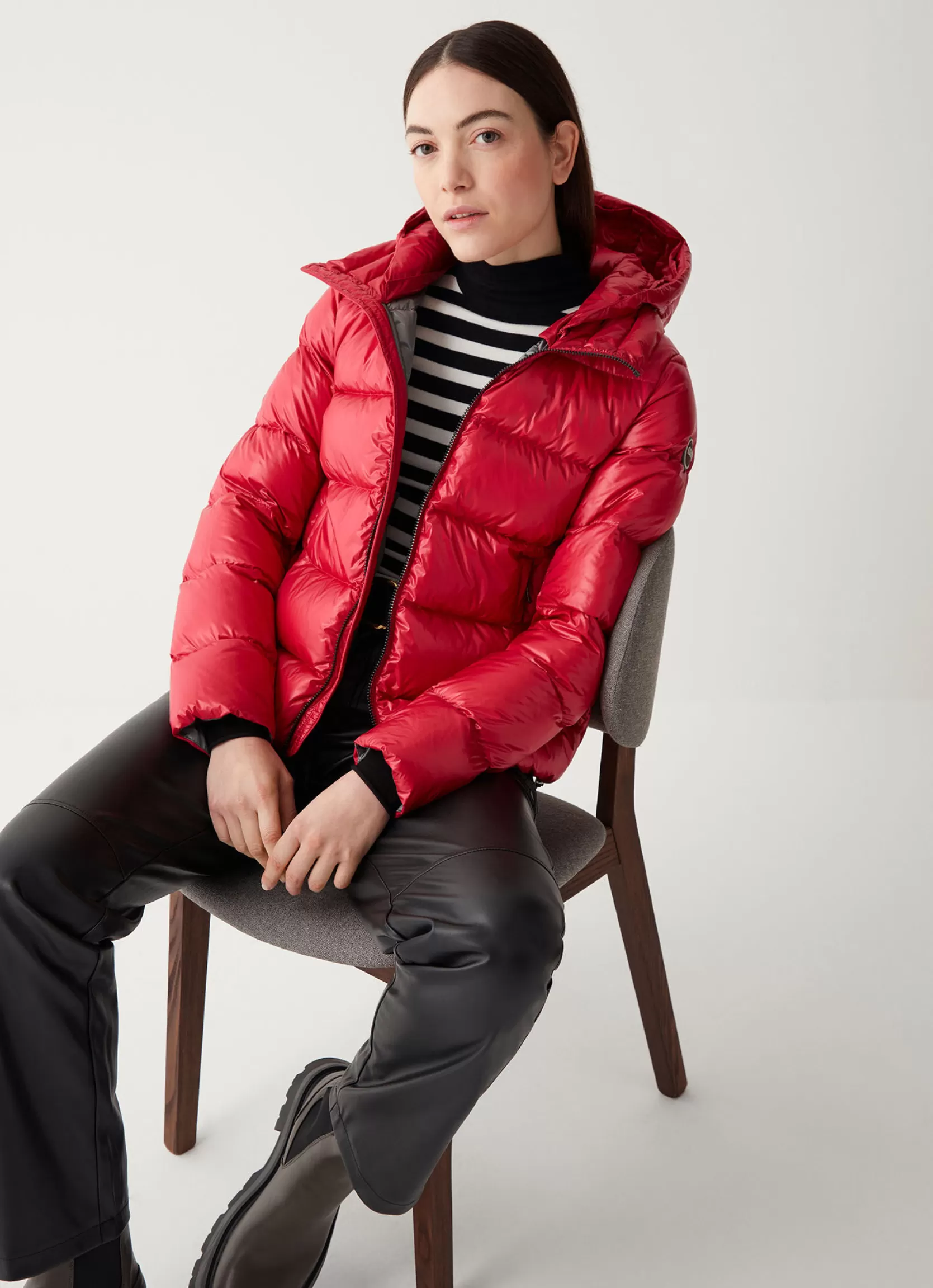 Colmar Iridescent down jacket with hood and maxi collar | woman Winter Down Jackets