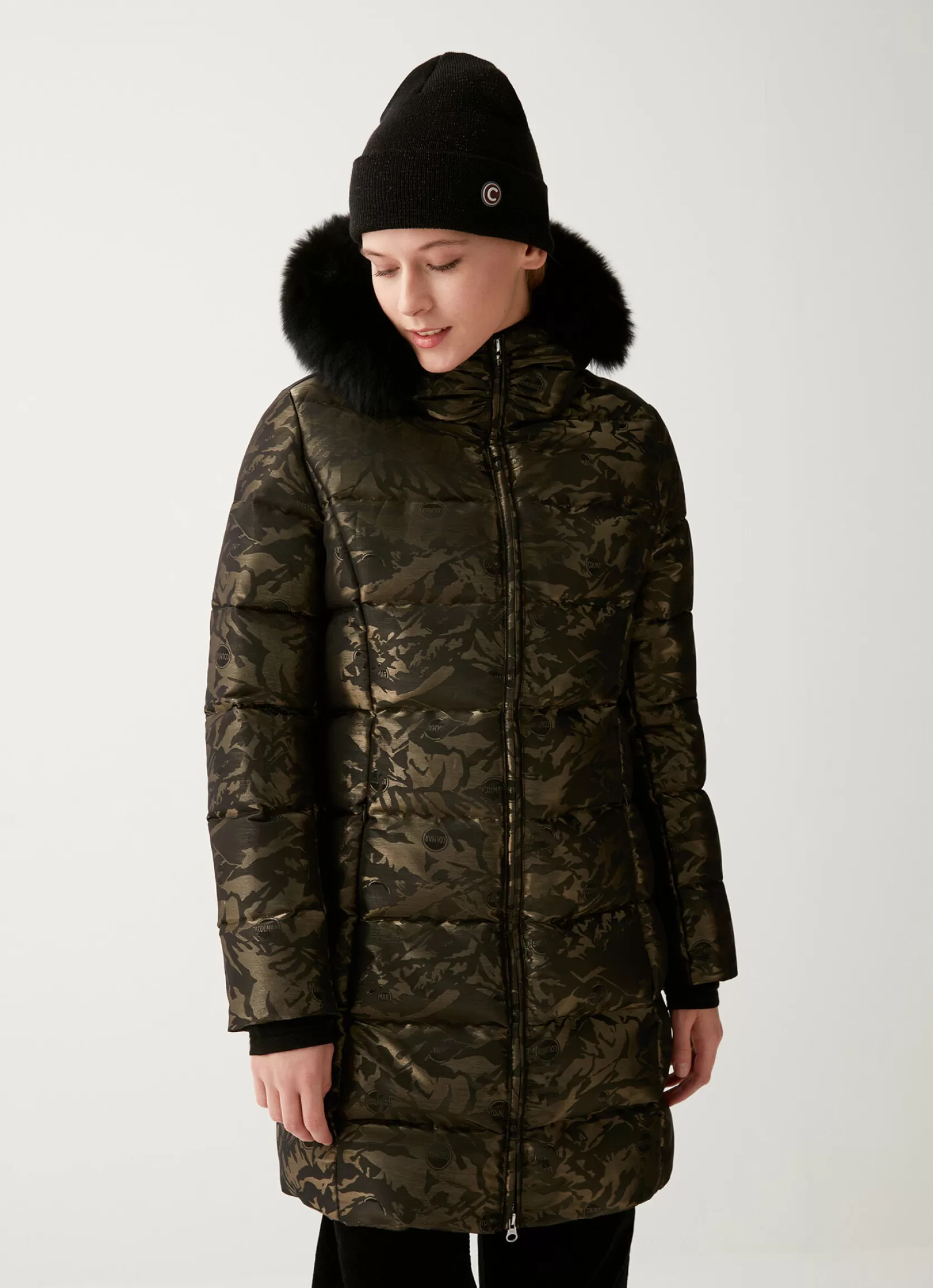 Colmar Jacquard coat with hood | woman Winter Down Jackets