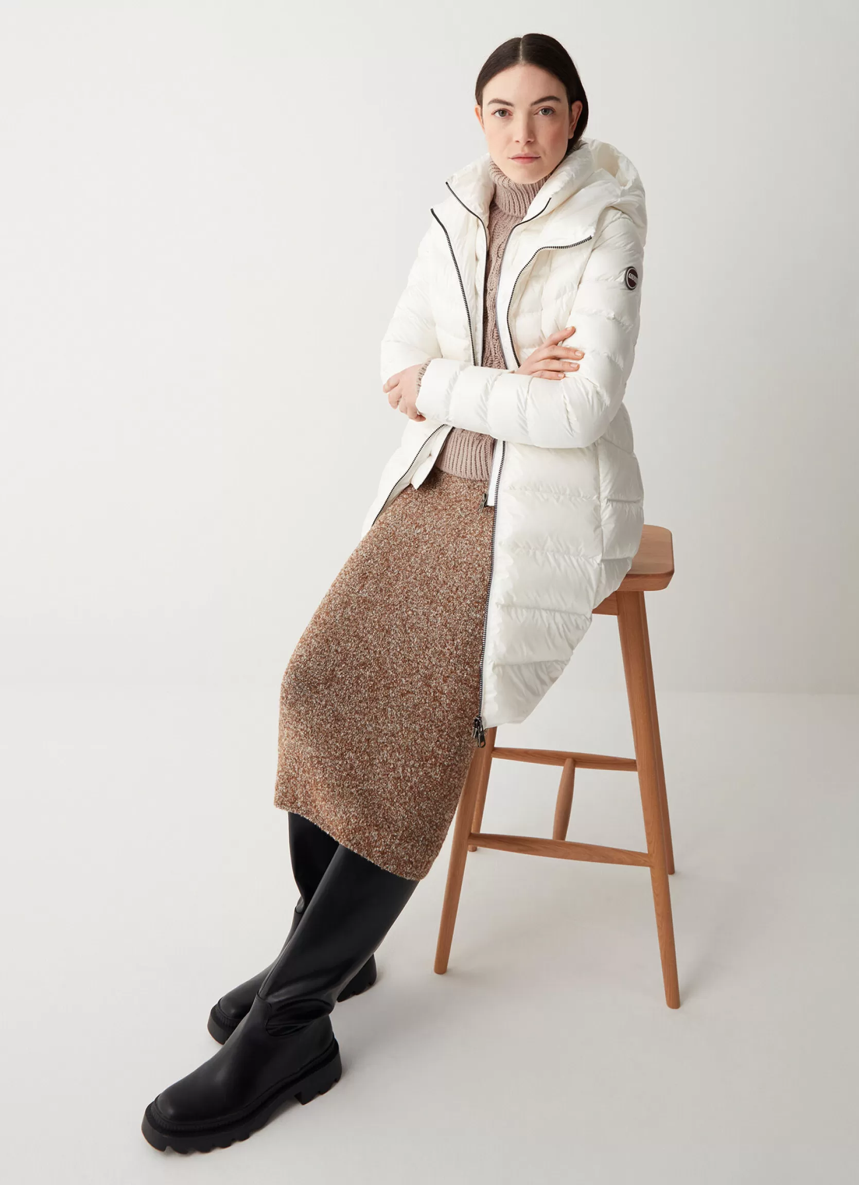 Colmar Long iridescent down jacket with bib | woman Winter Down Jackets
