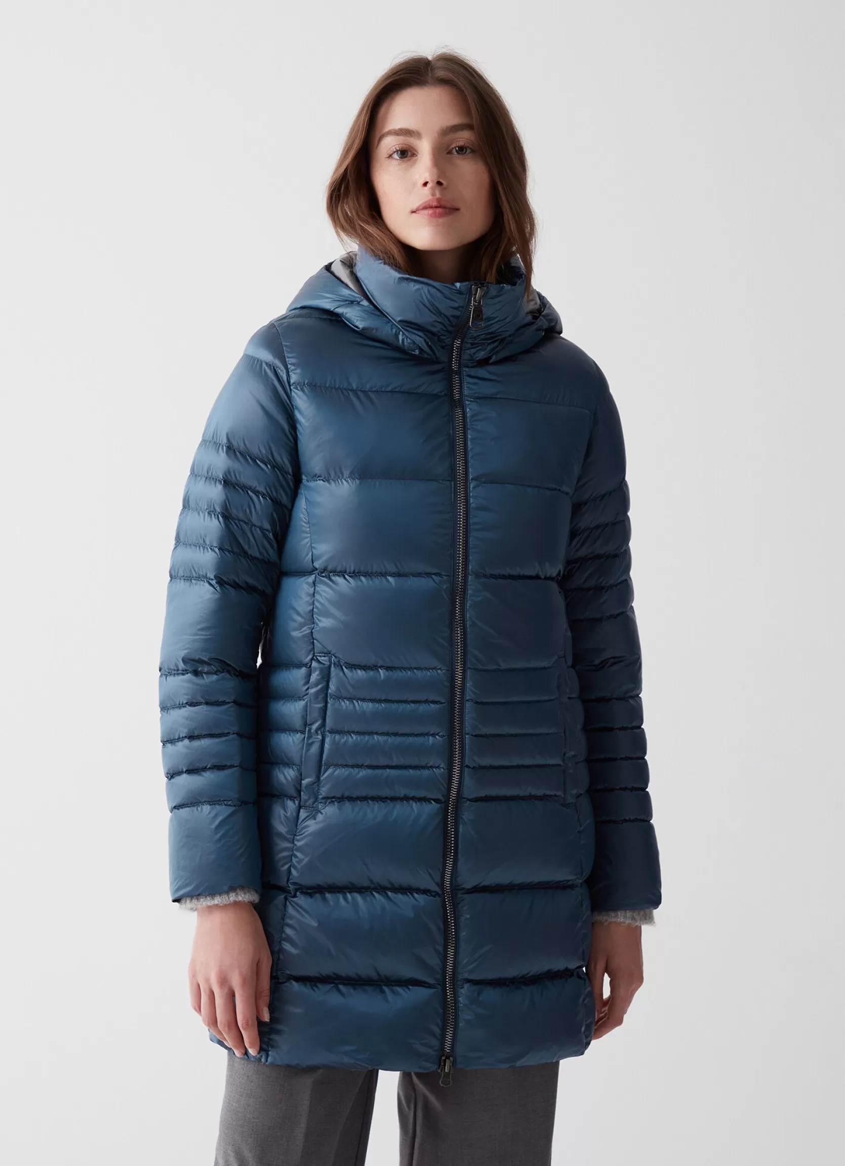Colmar Long iridescent down jacket with detachable hood | woman Winter Down Jackets