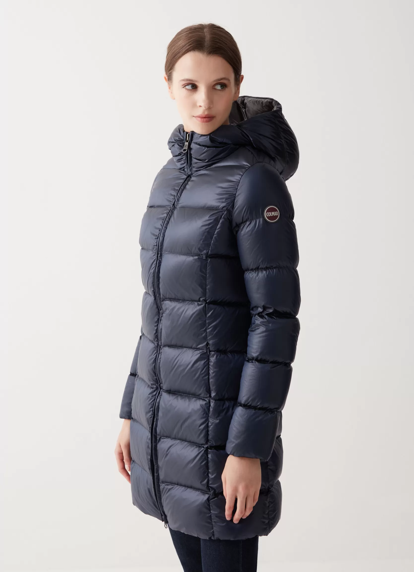 Colmar Long iridescent down jacket with fixed hood | woman Winter Down Jackets
