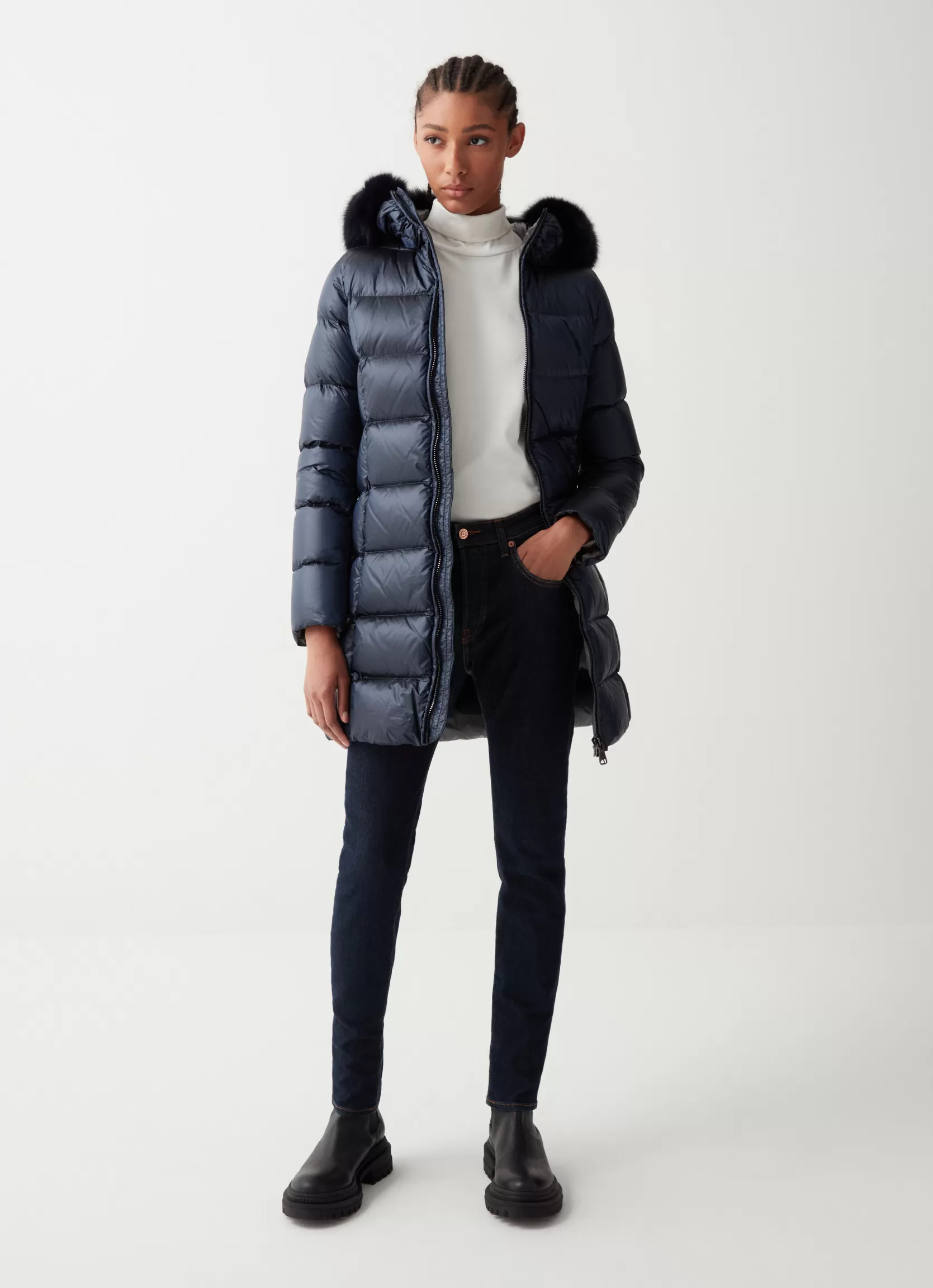 Colmar Long iridescent jacket with fixed hood | woman Winter Down Jackets