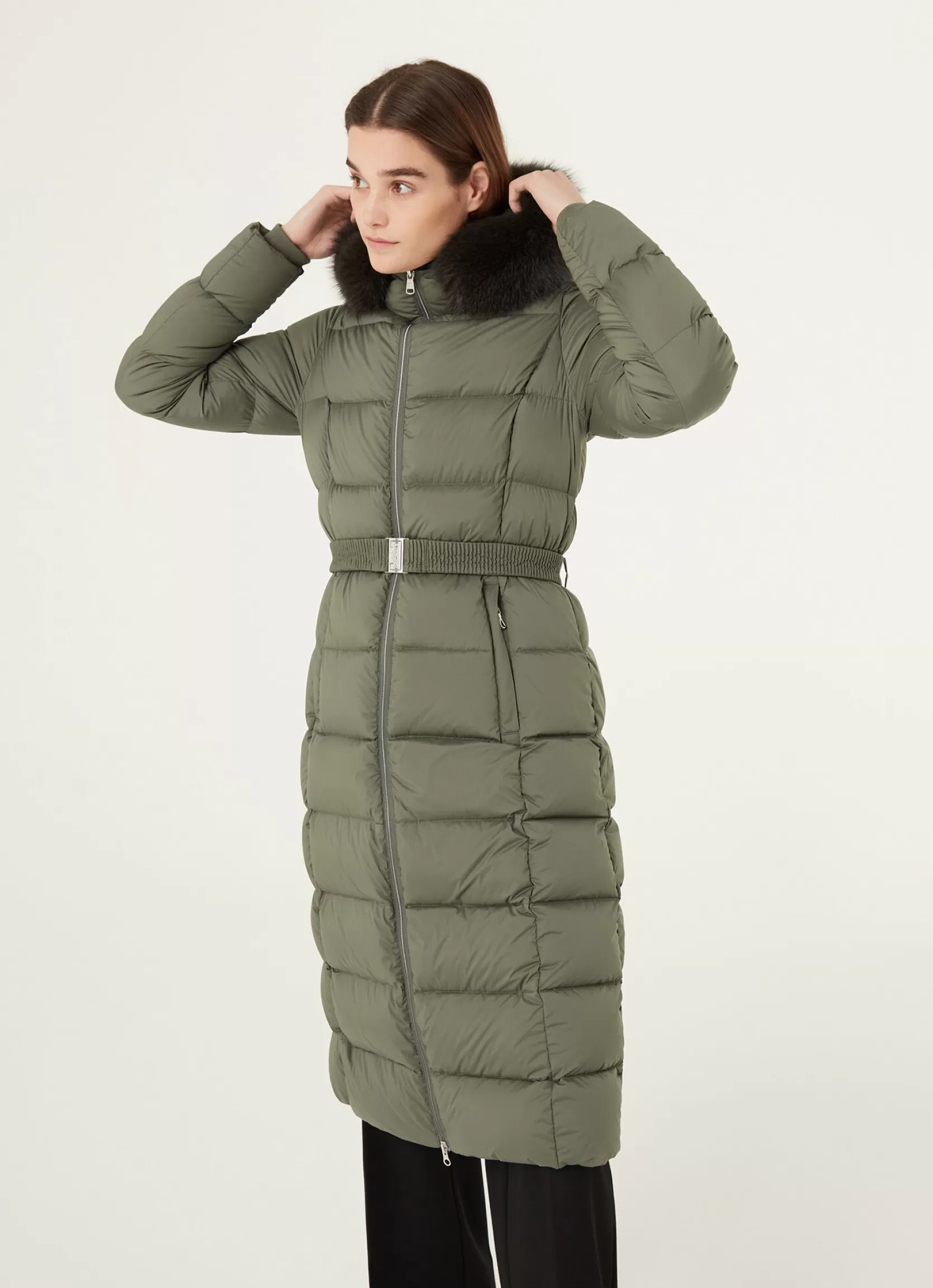 Colmar Long stretch down jacket with real fur | woman Outlet