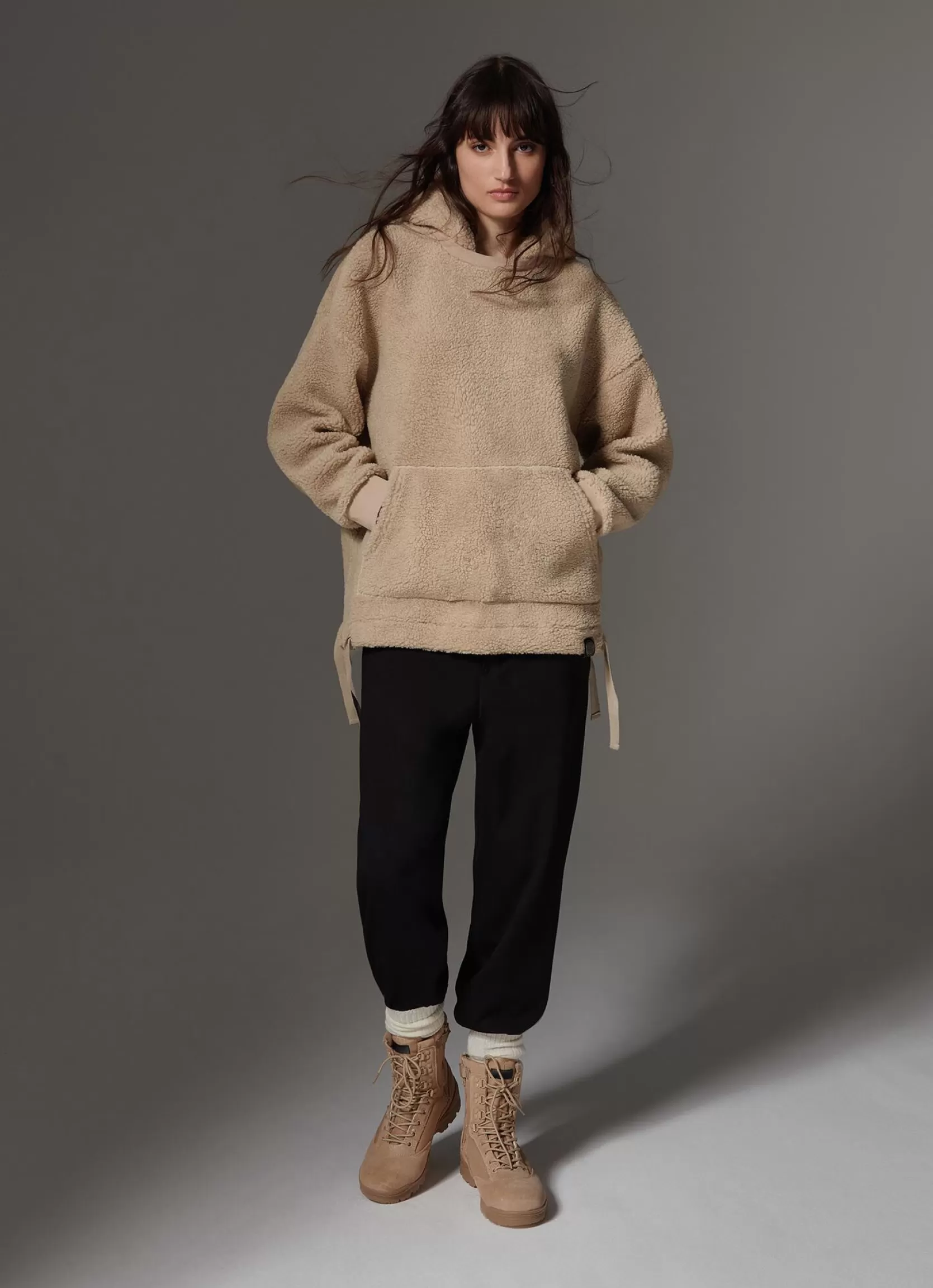 Colmar Long teddy fabric effect sweatshirt with hood | woman Colmar Revolution | Sweatshirts