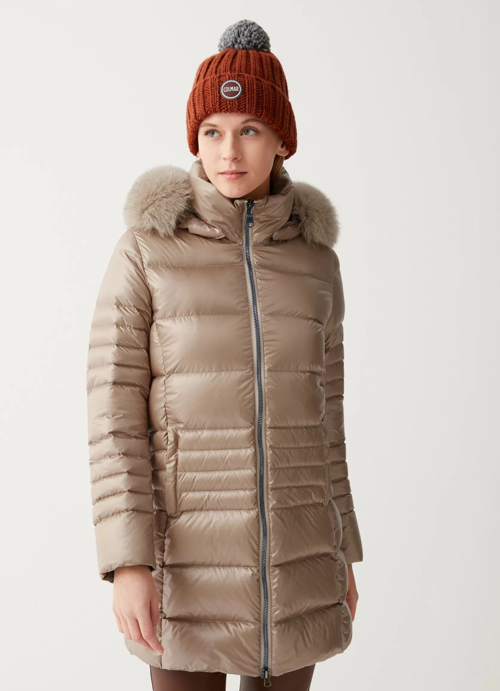 Colmar Longline iridescent recycled fabric down jacket | woman Winter Down Jackets