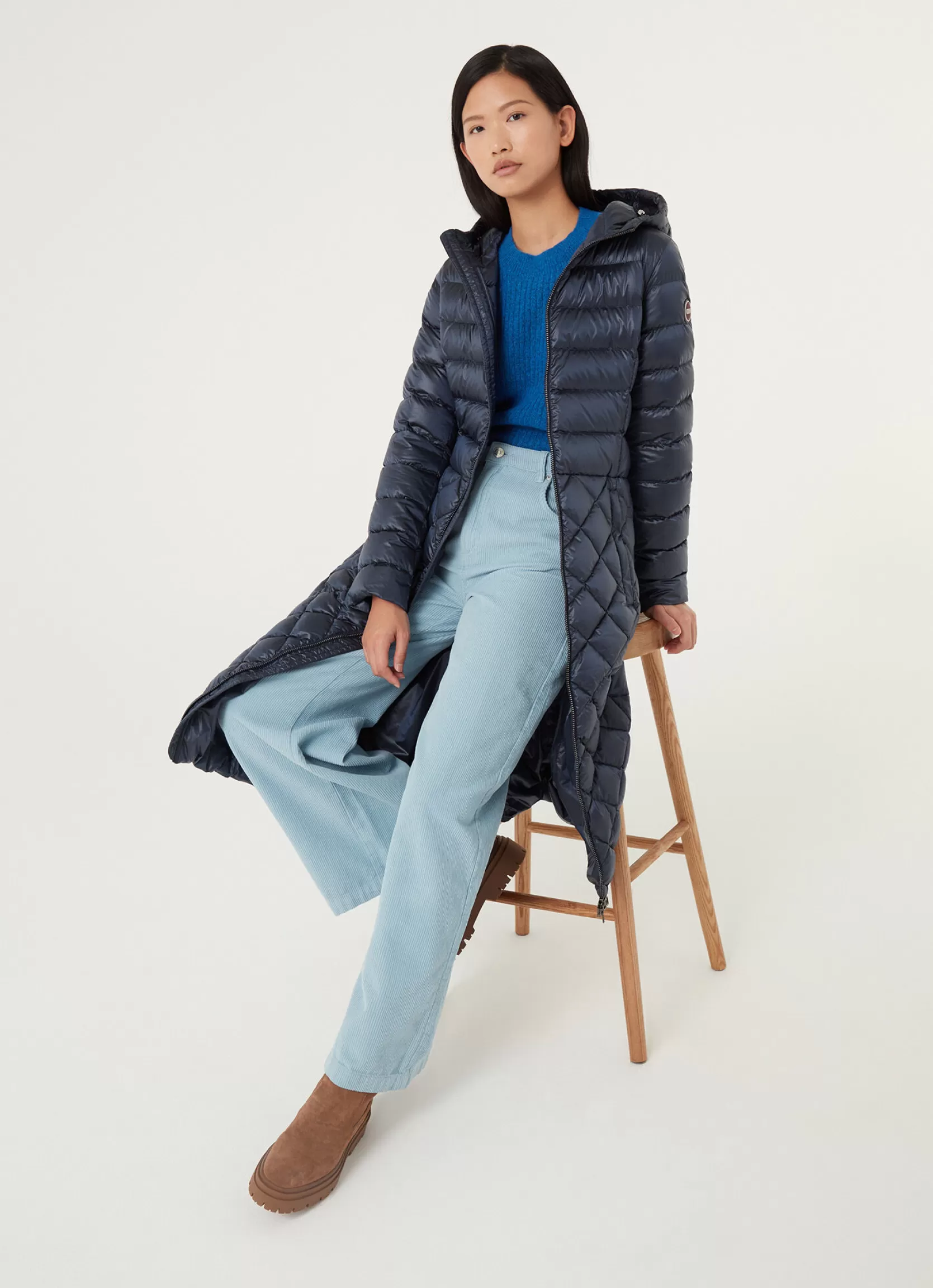 Colmar Maxi iridescent diamond quilted jacket with belt | woman Outlet