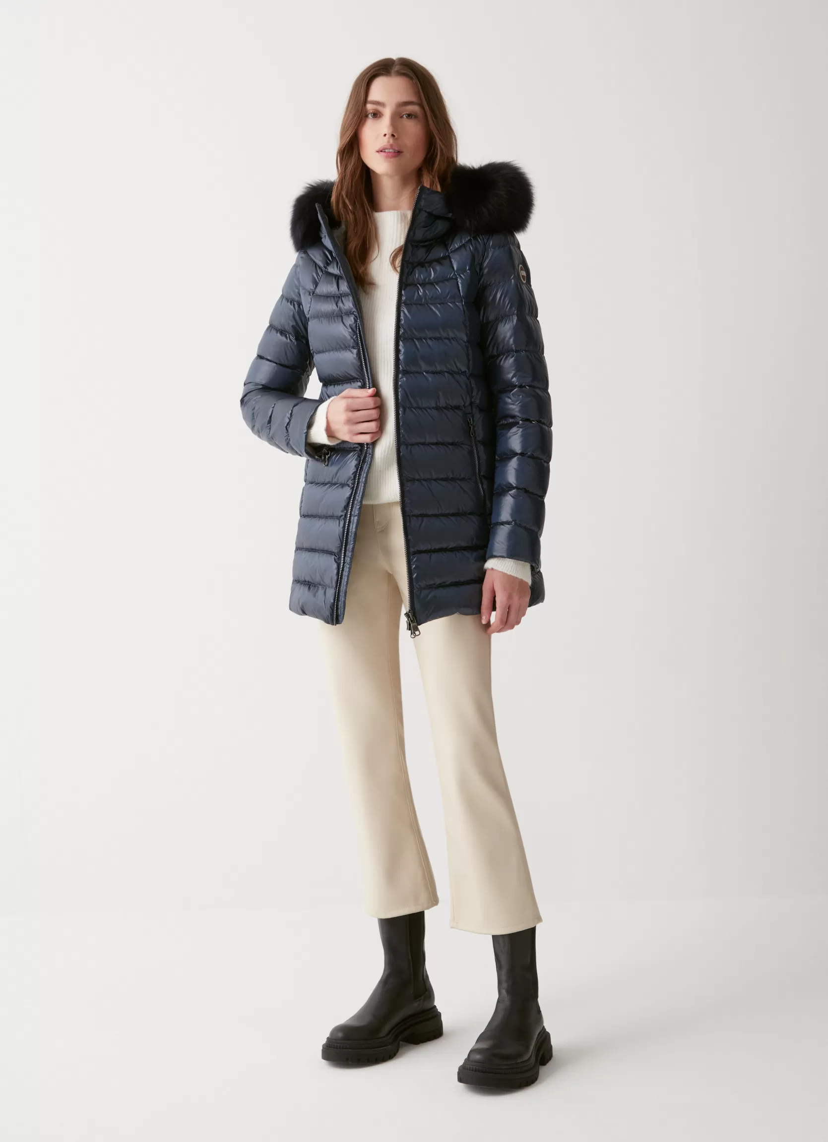 Colmar Medium length iridescent down jacket | woman Winter Down Jackets