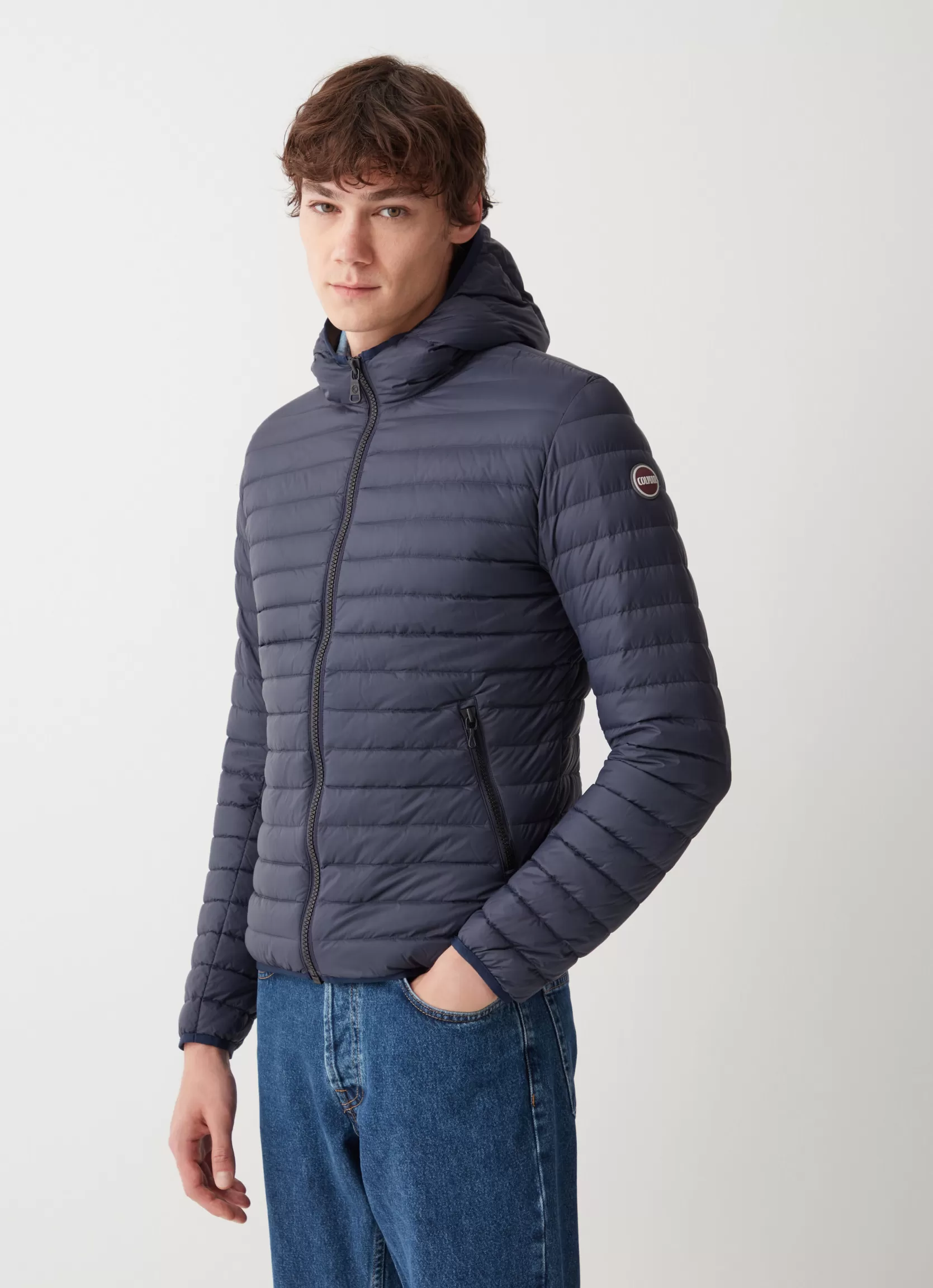 Colmar Opaque autumn down jacket with hood | man Lightweight Down Jackets