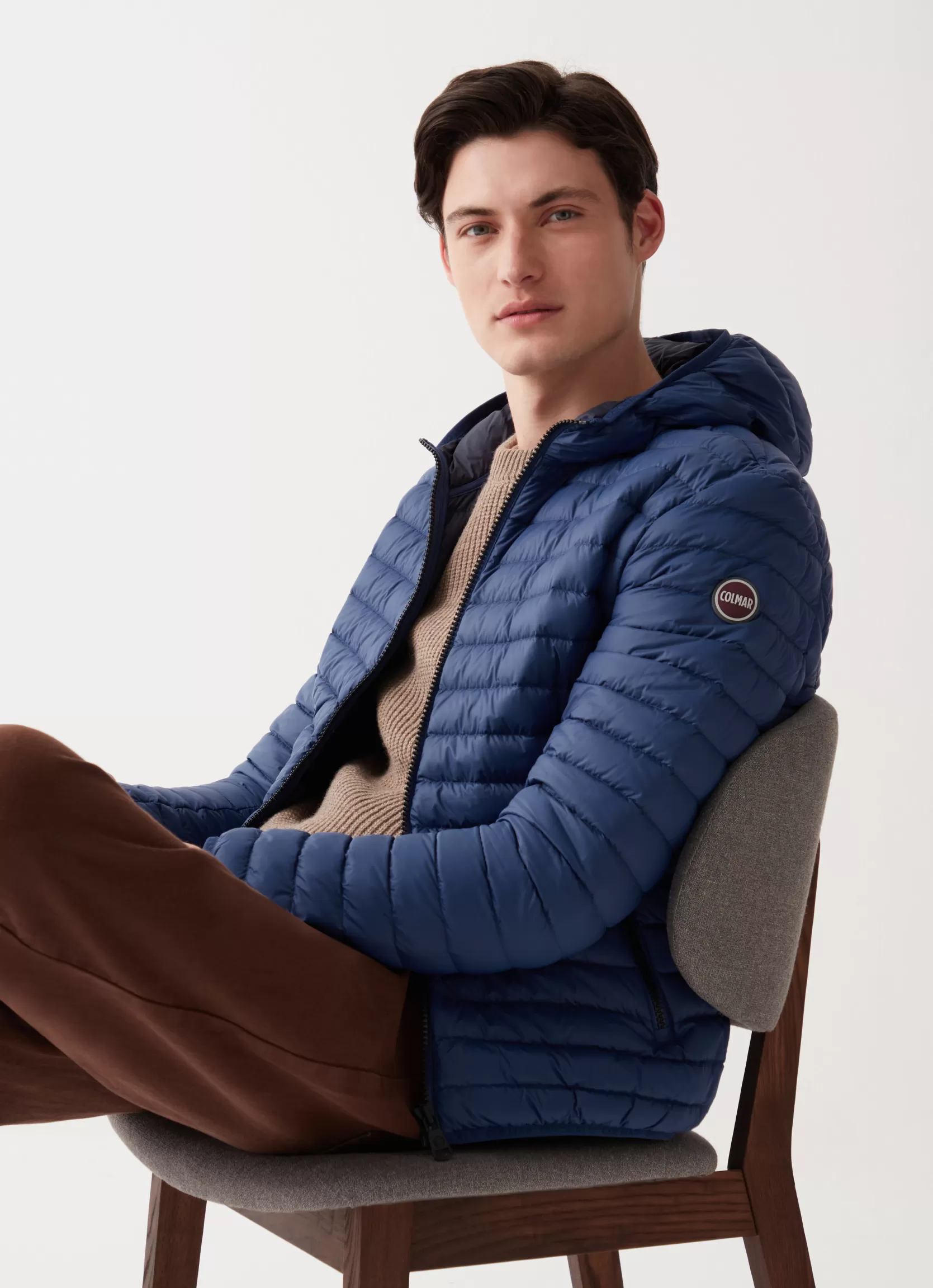 Colmar Opaque autumn down jacket with hood | man Lightweight Down Jackets