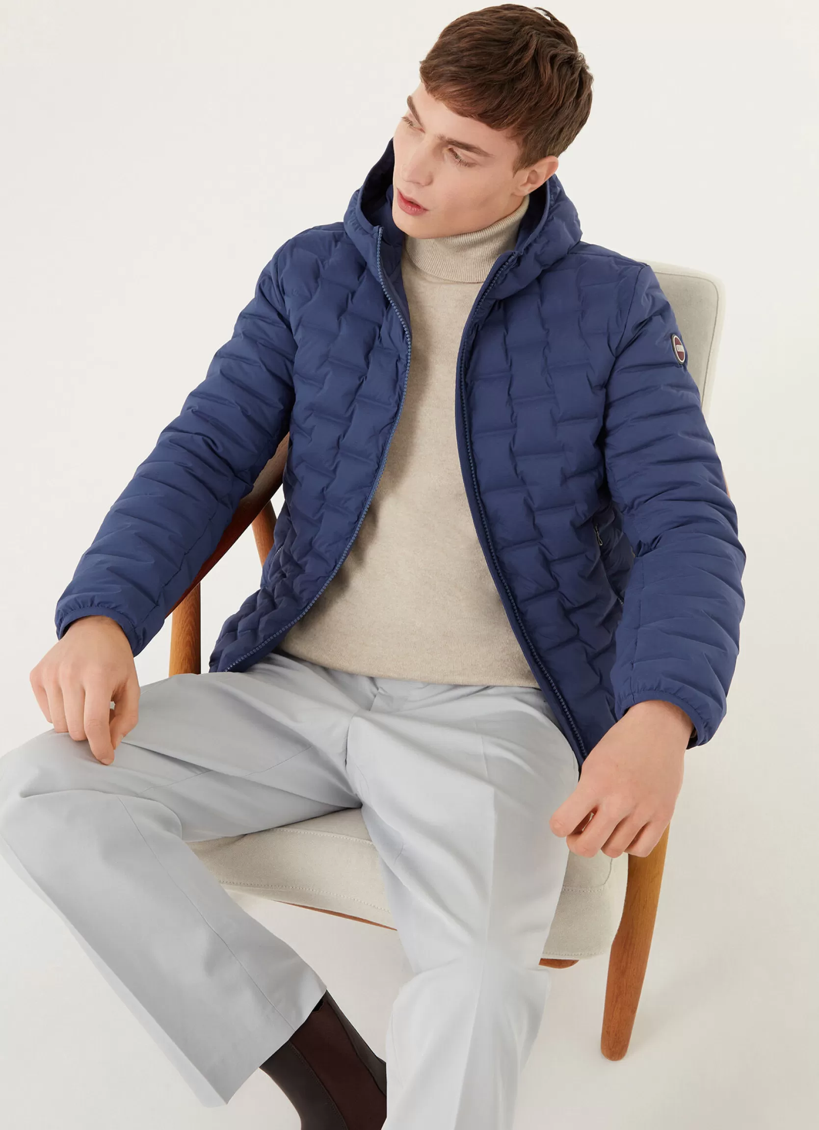 Colmar Quilted-effect down jacket with fixed hood | man Outlet