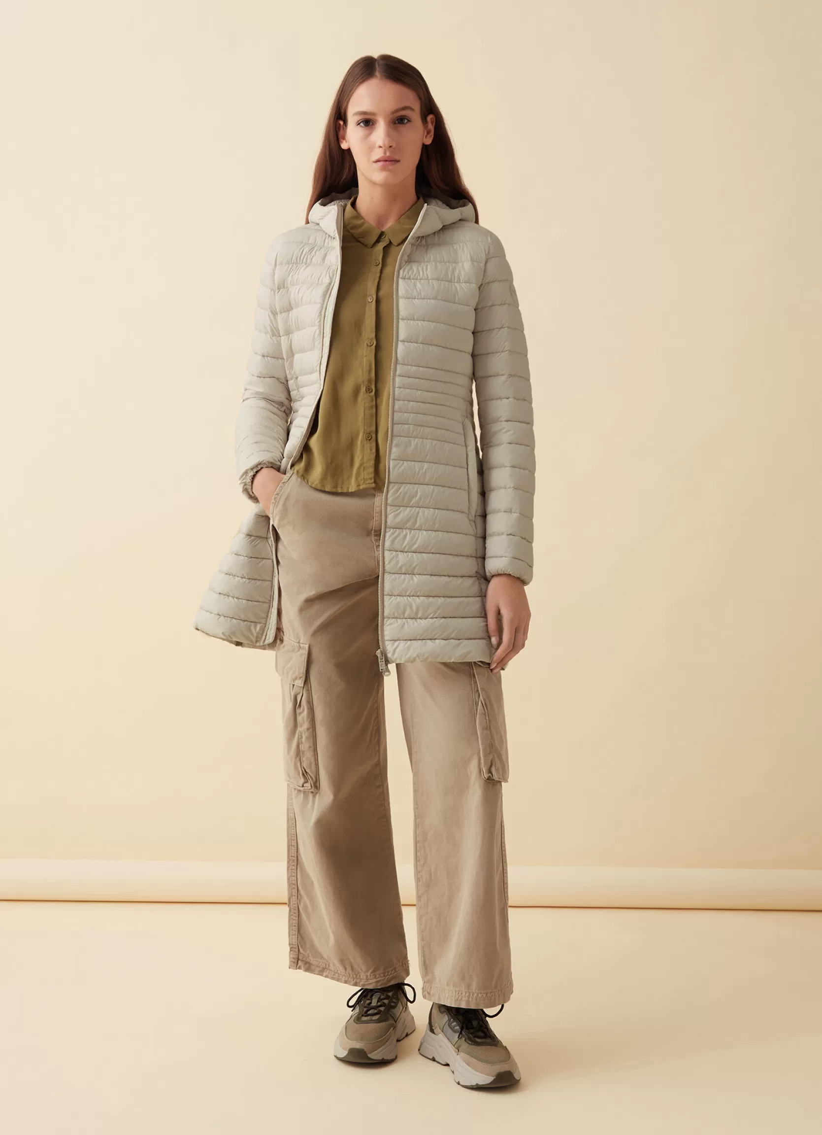 Colmar Recycled Essentials hooded long jacket | woman Recycled Essential | Lightweight Down Jackets