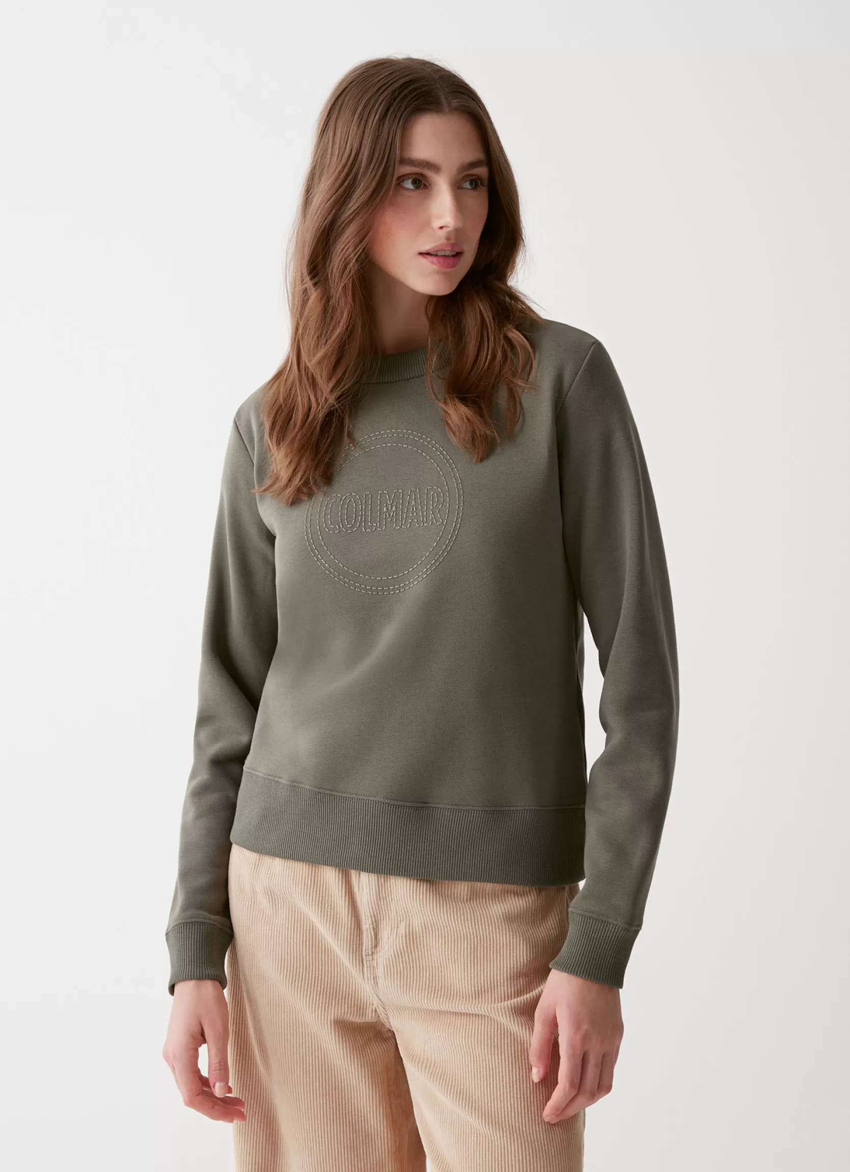 Colmar Round-neck sweatshirt with maxi glitter logo | woman Sweatshirts
