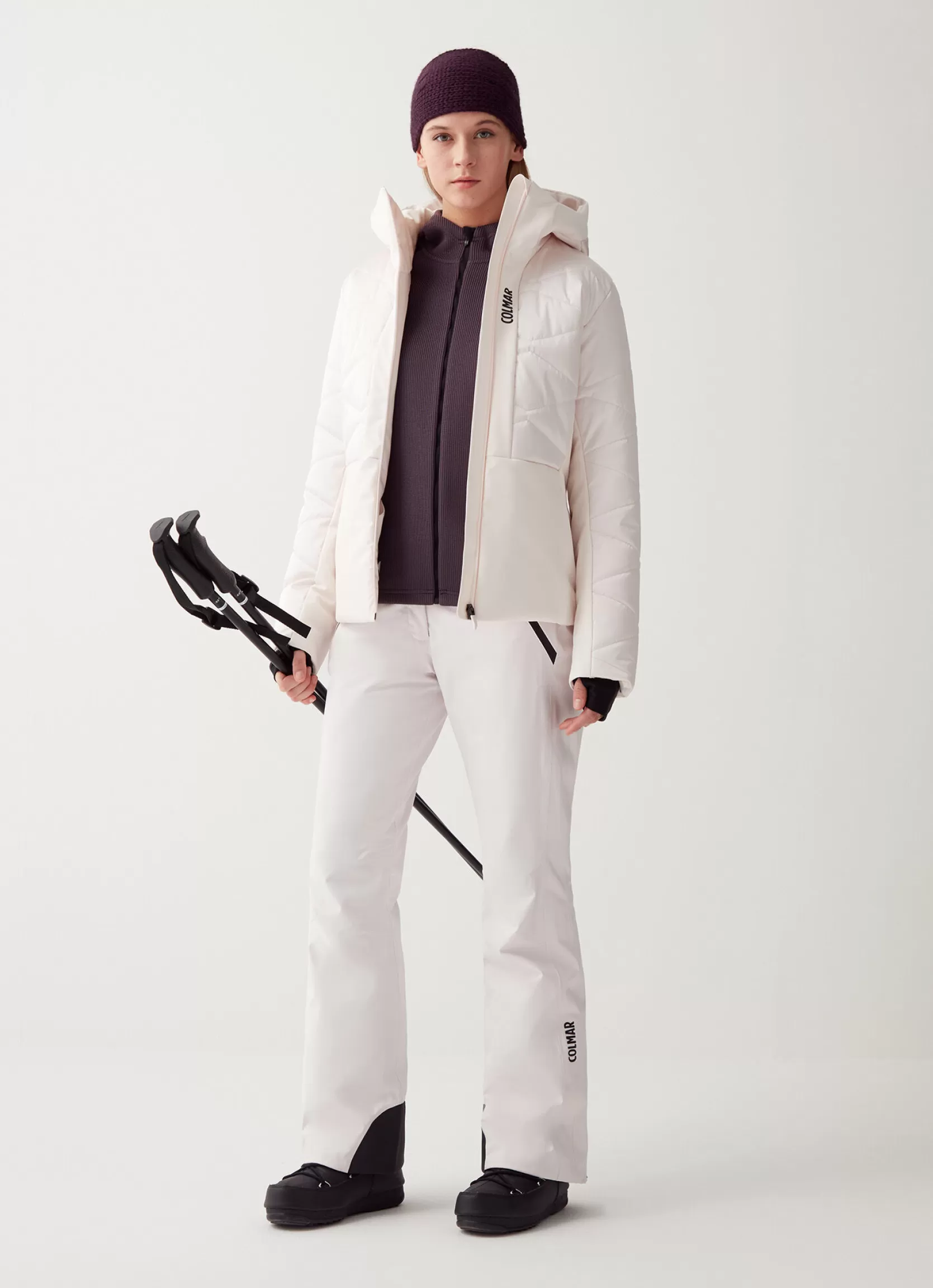 Colmar Satin ski jacket with fixed hood | woman Ski Jackets