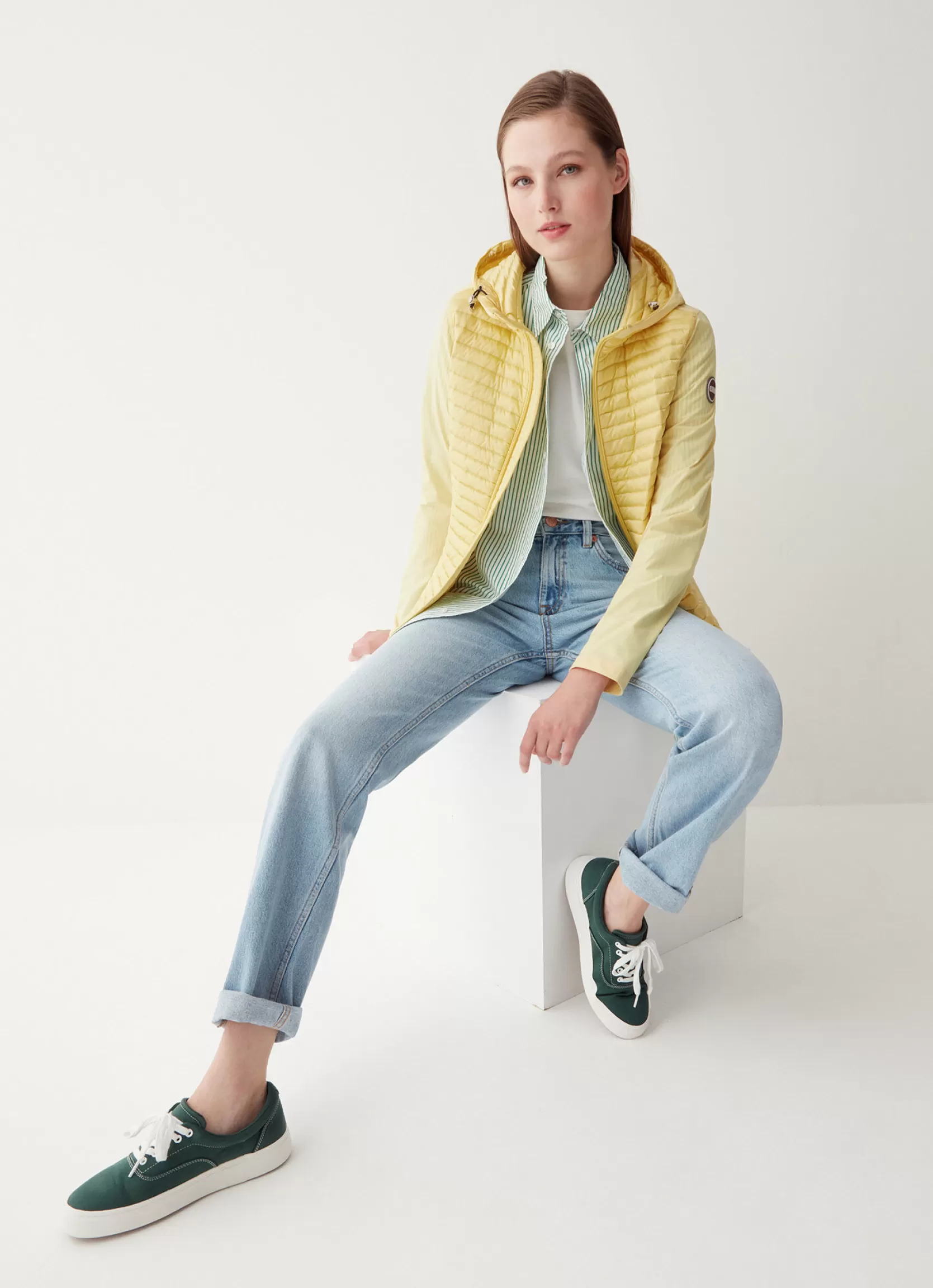 Colmar Semi-quilted jacket with combination of fabrics | woman Outlet