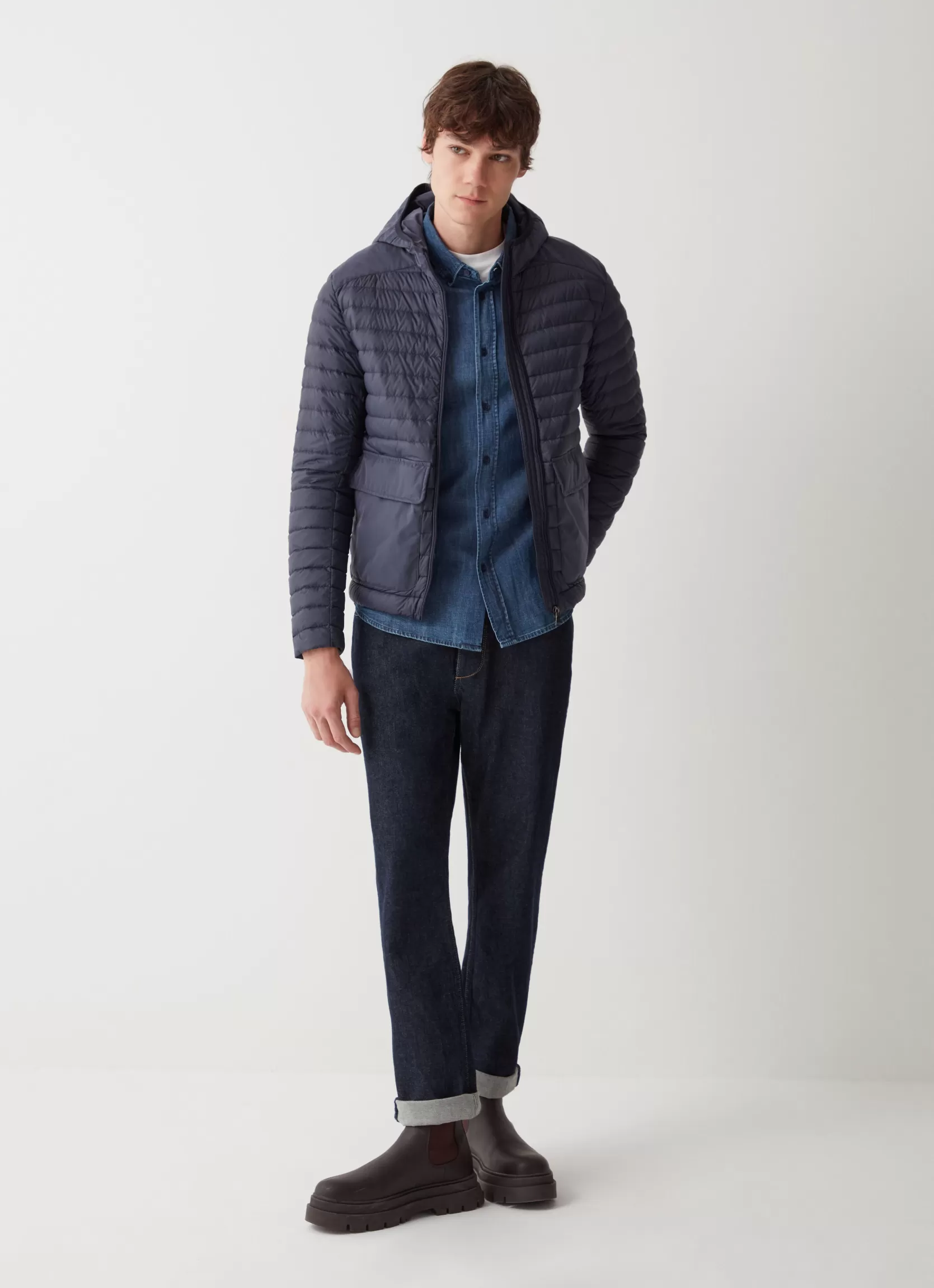 Colmar Sporty down jacket with fixed hood | man Lightweight Down Jackets | Winter Down Jackets