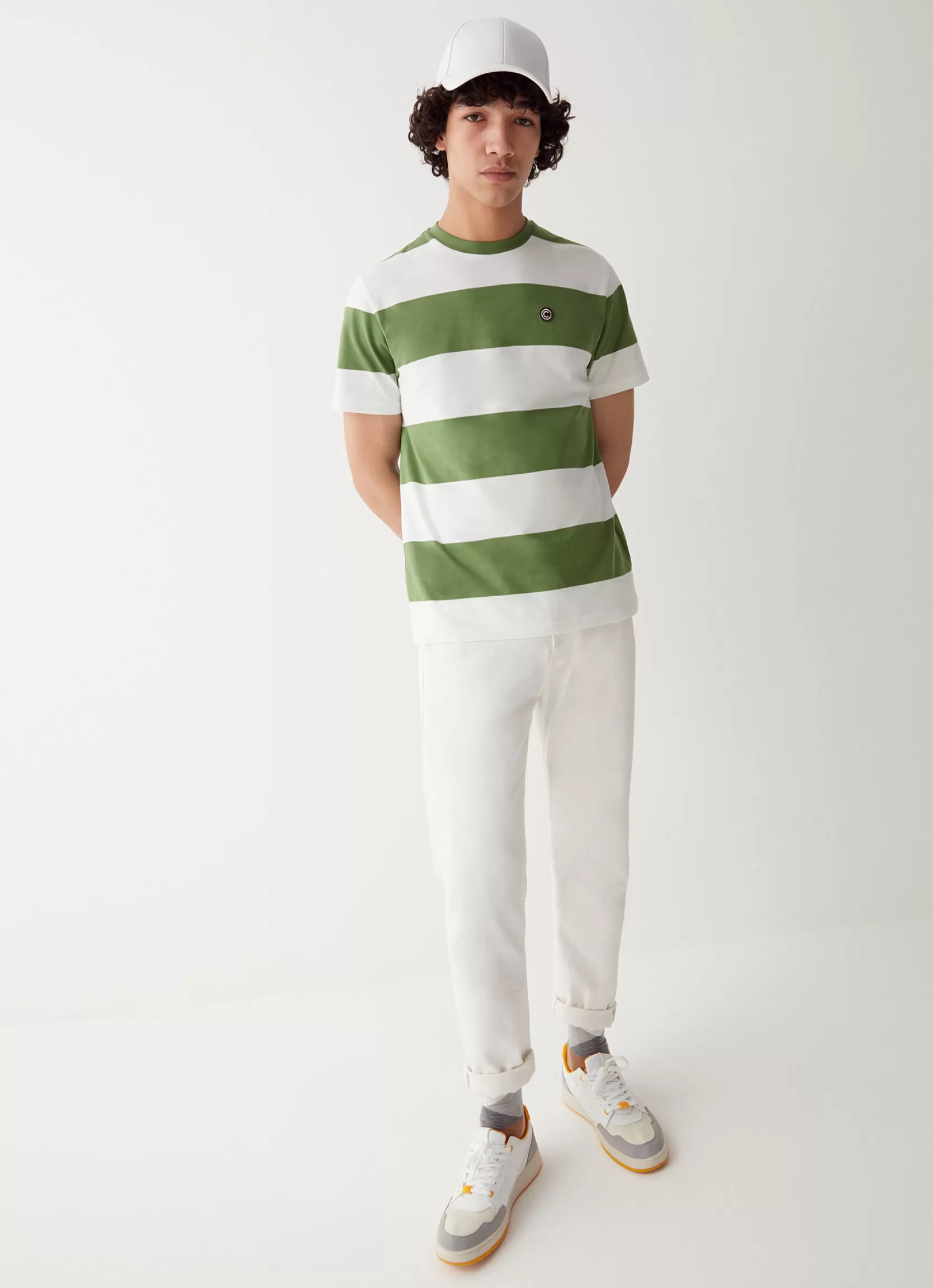 Colmar Striped crewneck T-shirt in stretch piqué | man Outlet